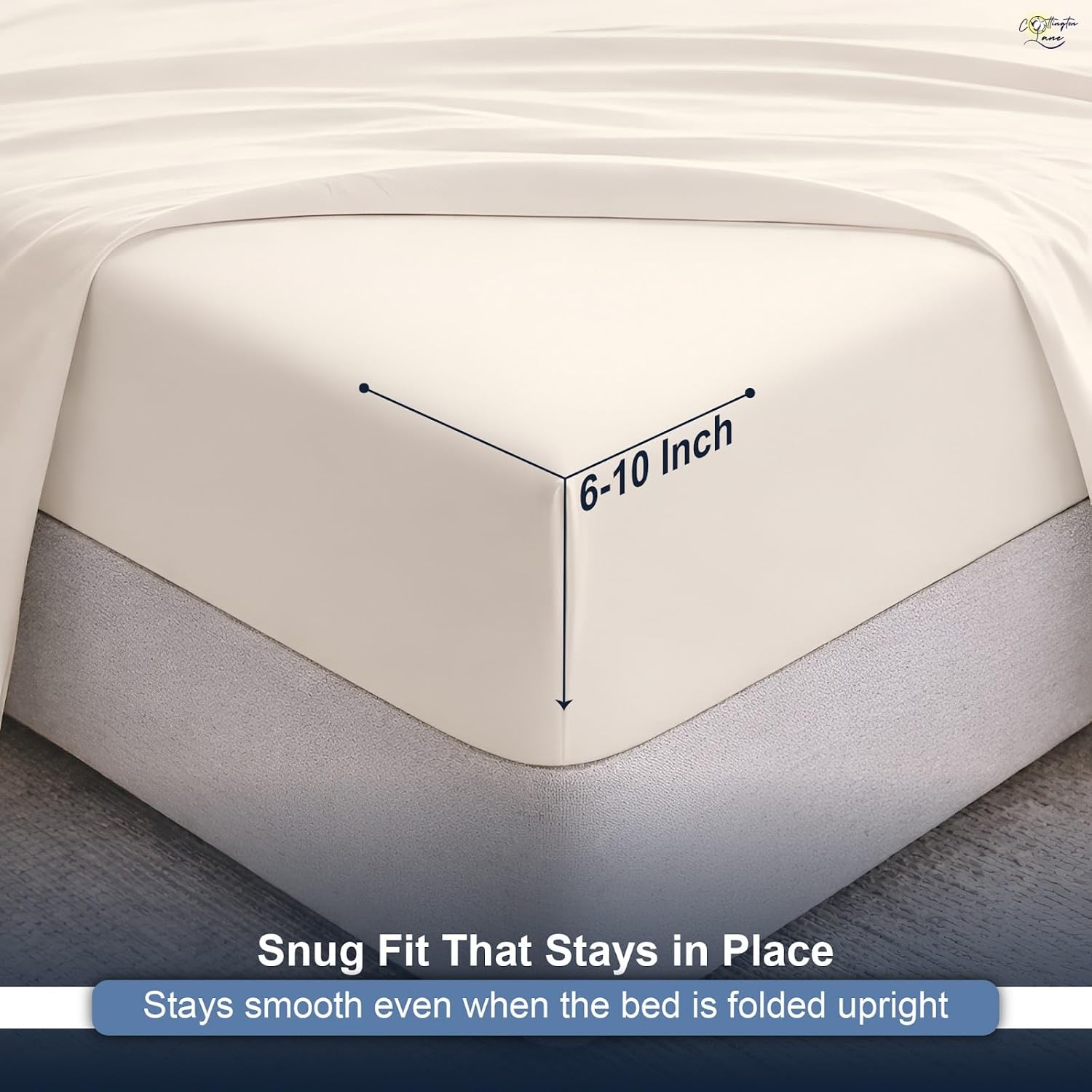 Cottington Lane Ivory Sheets for Murphy Bed Mattress, 4 Piece Premium 1800 Ultra Soft Brushed Microfiber Queen Size Wall Bed Sheet Set, 6-10 Inch Deep Pocket with All-Around Elastic