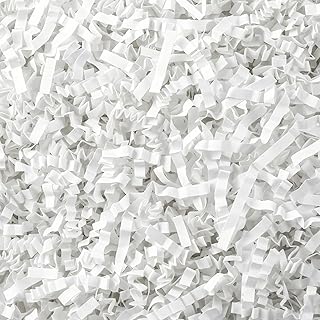 5OZ Crinkle Paper Filler - Easter Grass Basket Filler White Crinkle Cut Paper Shred Filler for Gift Baskets for Christmas Wedding Birthday Bridesmaid Gifts, Packing Cushion Stuffing for Craft