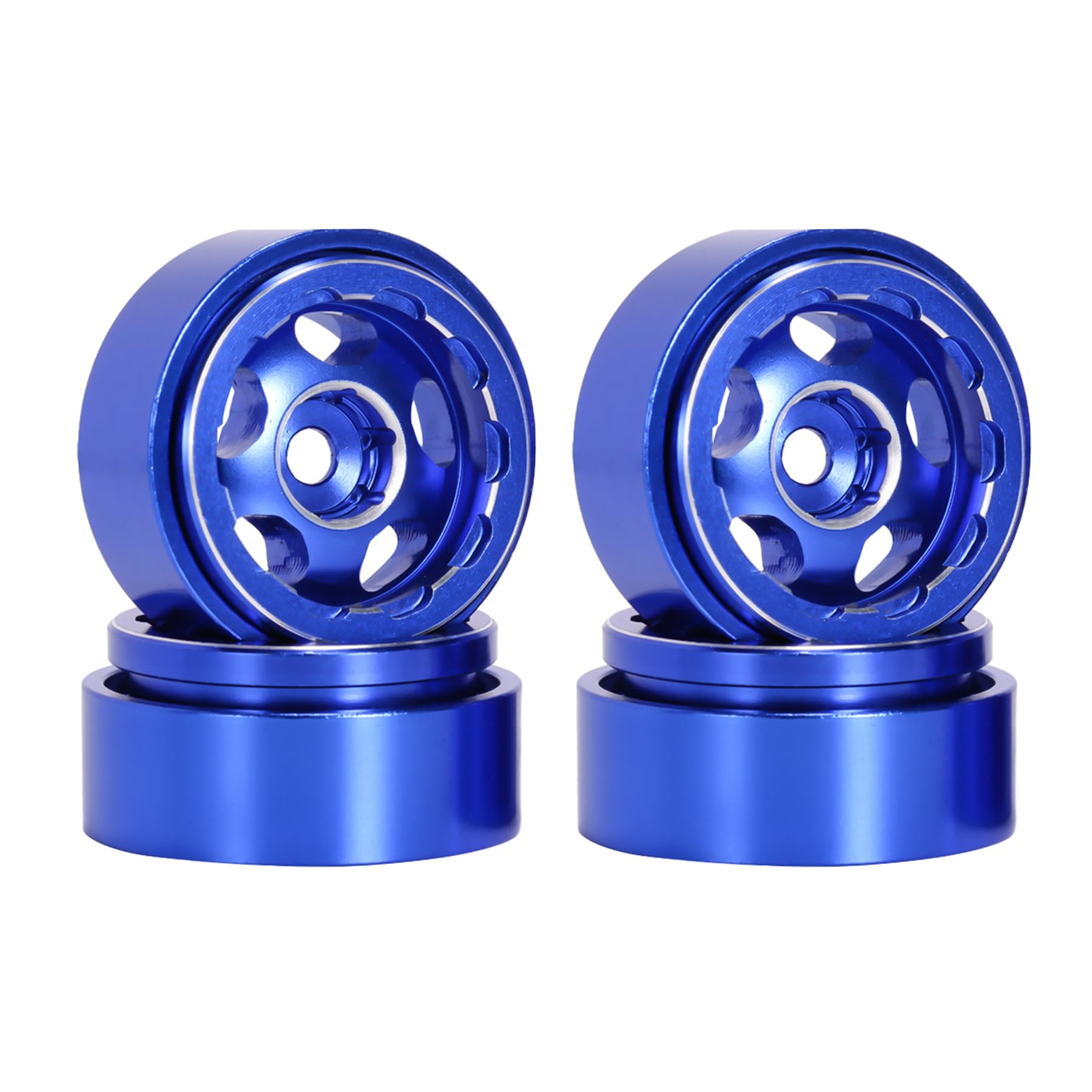 AMK Aluminum 1.0 Beadlock Wheels Rims 7mm Hex Hub 30 * 14.5mm with Negative Offset for 1/24 RC Crawler Axial SCX24 AX24 FCX24 1/18 Truck TRX4M Upgrades 4Pcs (Blue)