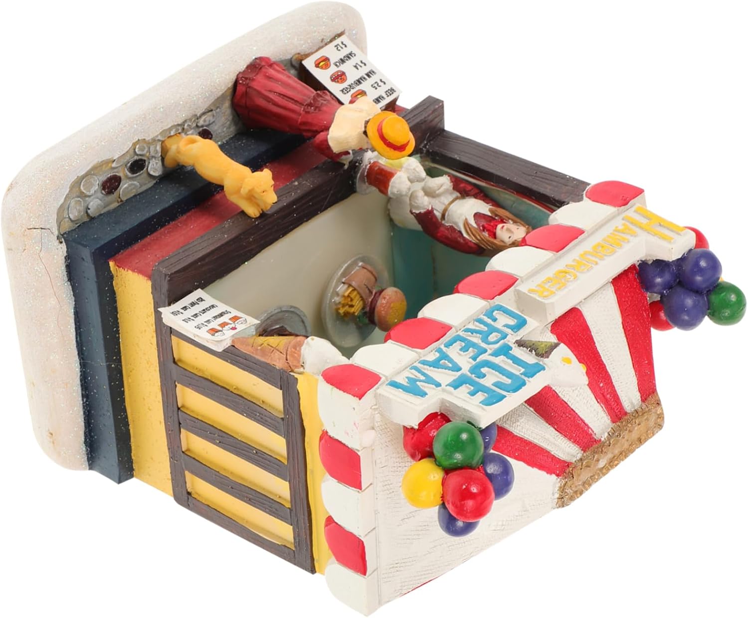 Luxshiny Resin Christmas House Led Lights Battery-Powered Resin Craft Christmas Ornament Decorative Art