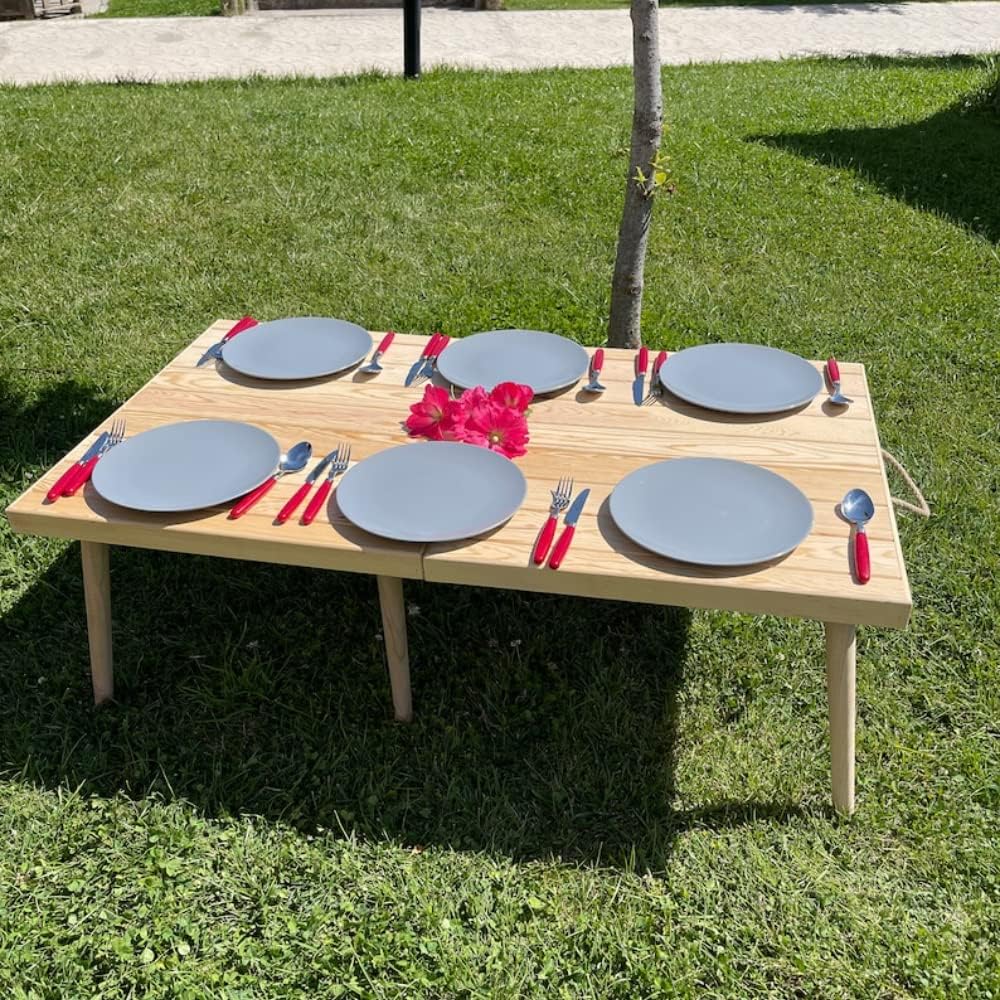 48.0" X 28.0" Boho Picnic Table,Folding Picnic Table,Picnic Table, Boho Table,Car Picnic Table,Folding Table,Natural-XFY