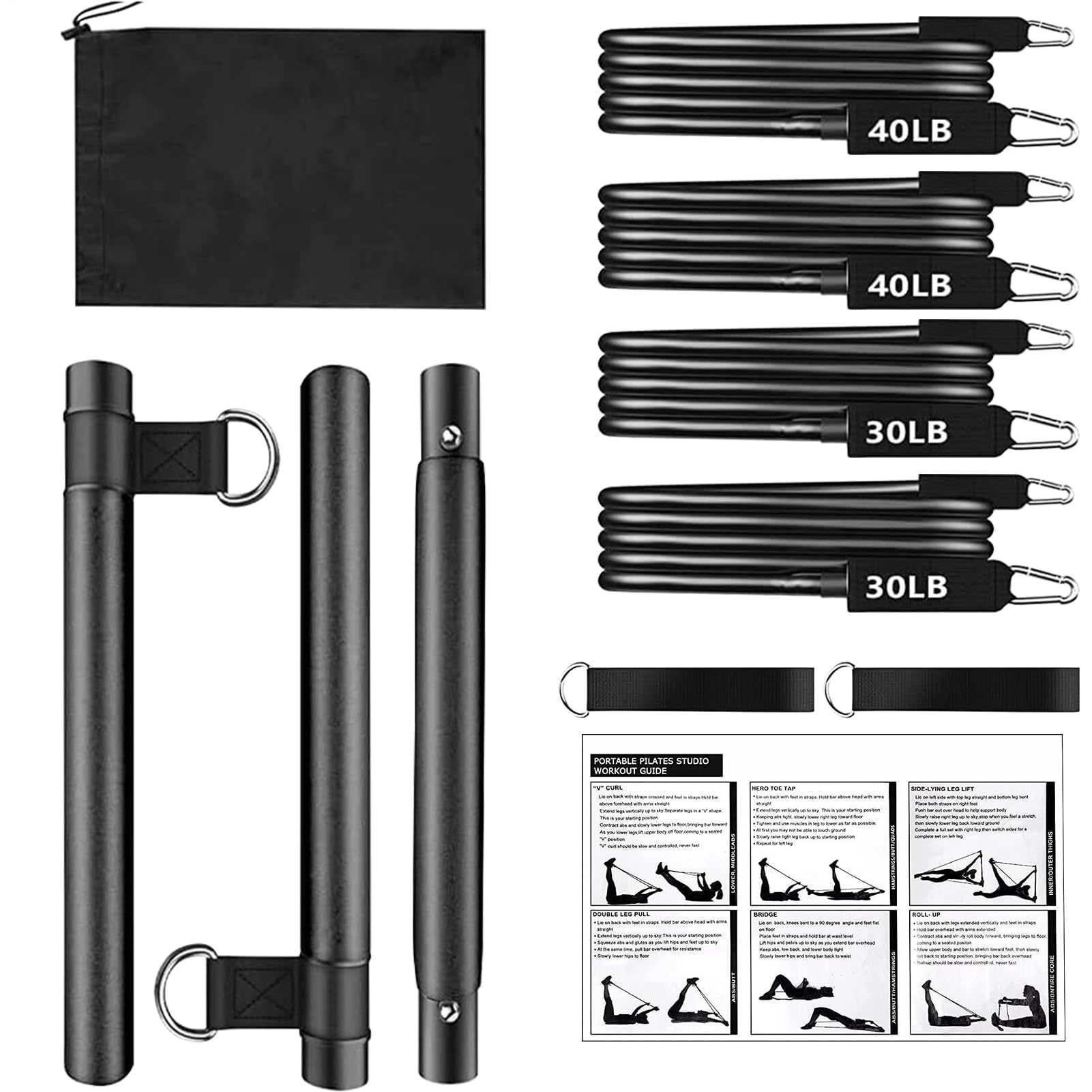 Kit Pilates Maison Accessoire d'Entraînement Réglable Multifonction