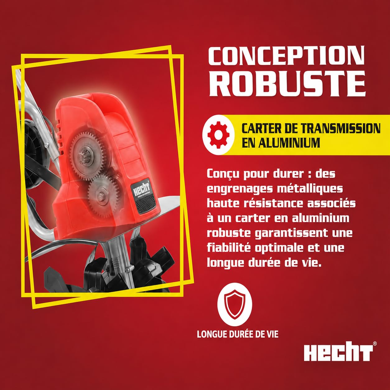 Hecht Motobineuse électrique Fraiseuse Fraise Electrique Houe Jardin Houe du cultivateur 1500W 400mm 6 fraises : 24 lames