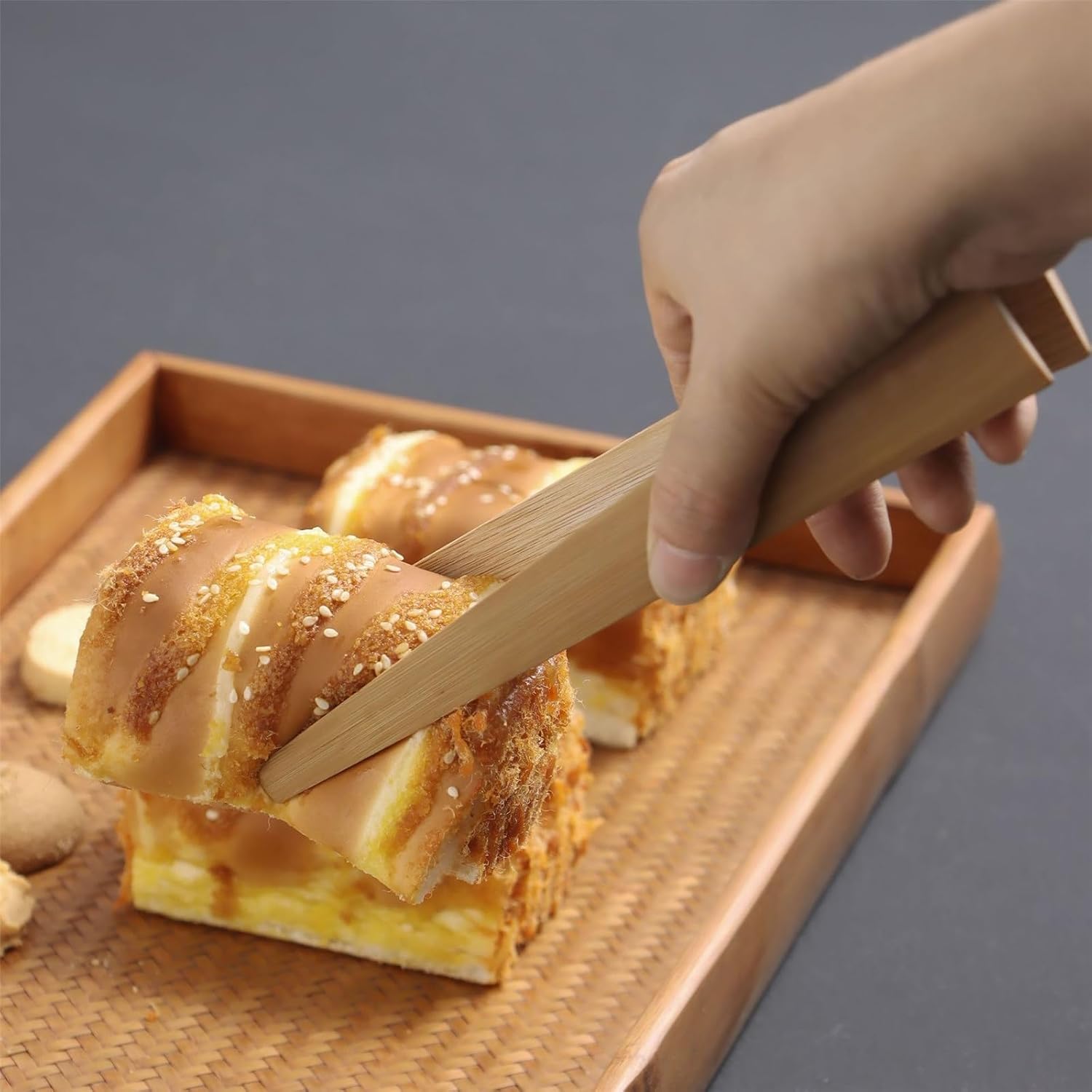 茶杯钳 茶挟 フードクリップ キッチンクリップ パンペストリー ステーキクリップ ティーカップ トング 茶道道具 茶器 (色 : 褐