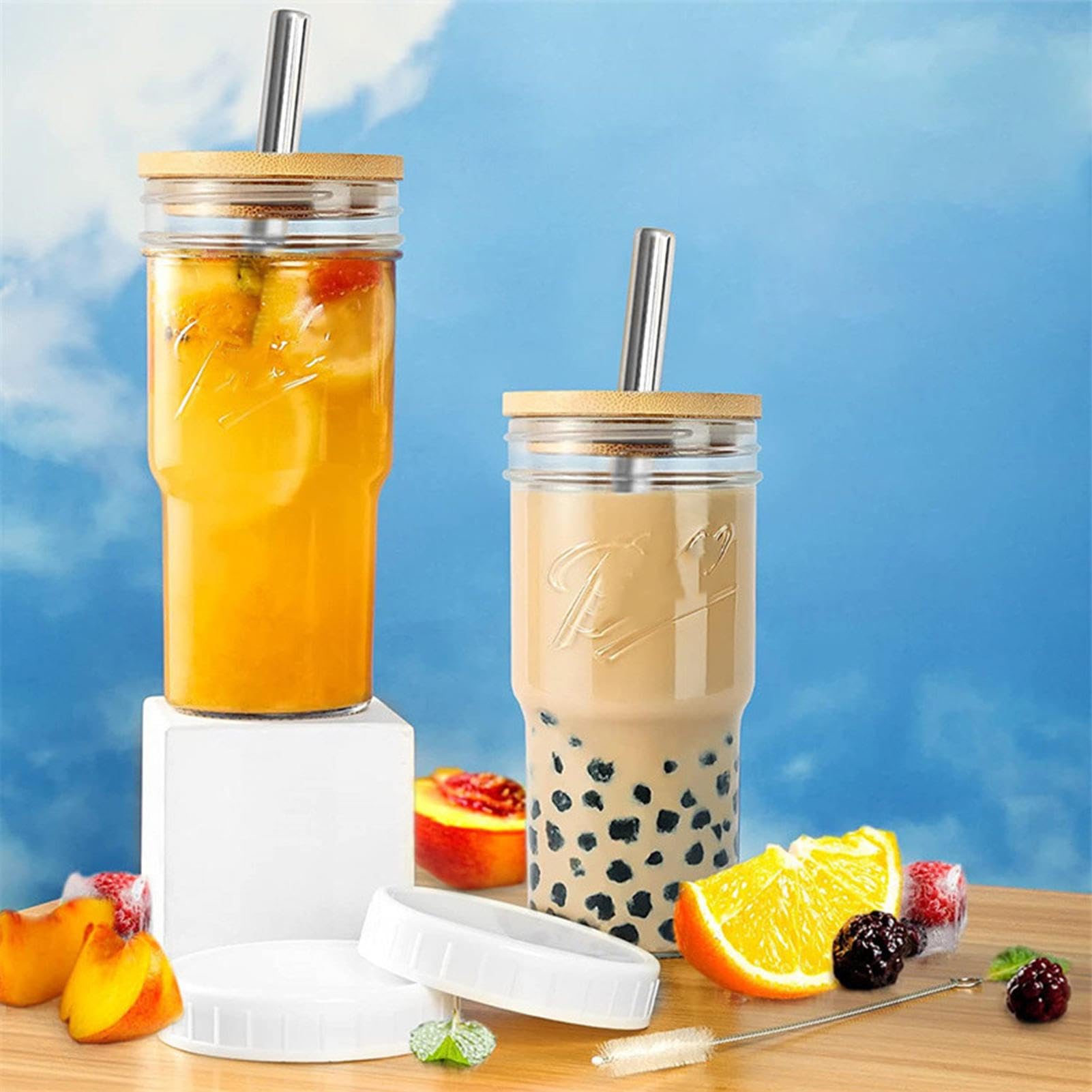Amazon | 広口ドリンクジャー、ドリンクグラスセット - 酒器 ガラス