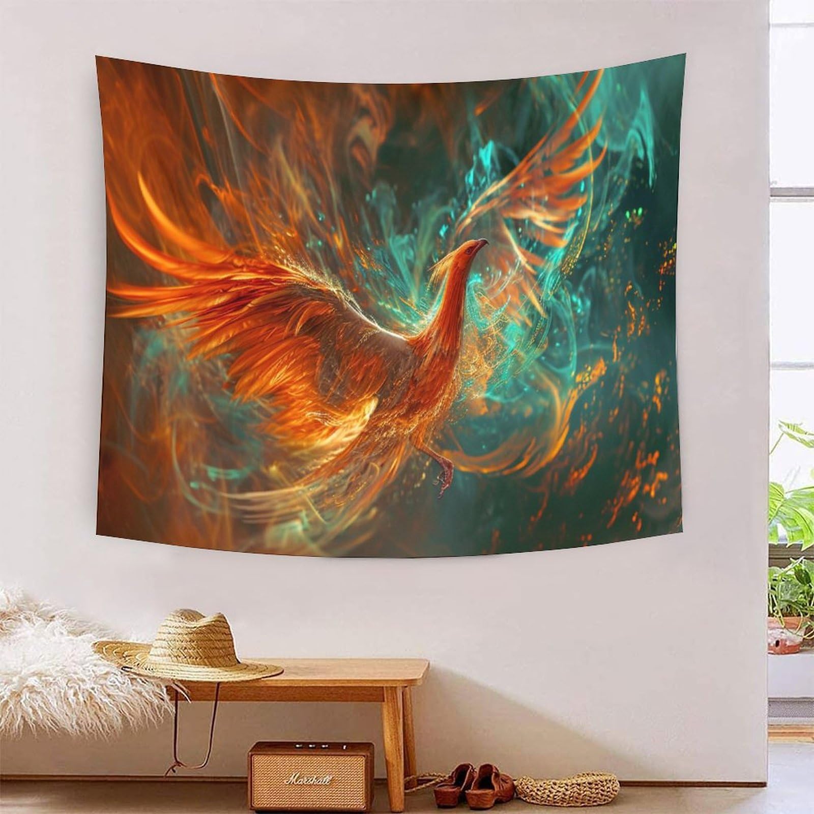 kaiyun Phoenix Tapestry,Wildlife Wall Art Aesthetic Home Decoration for Living Room Dorm 70cmx100cm