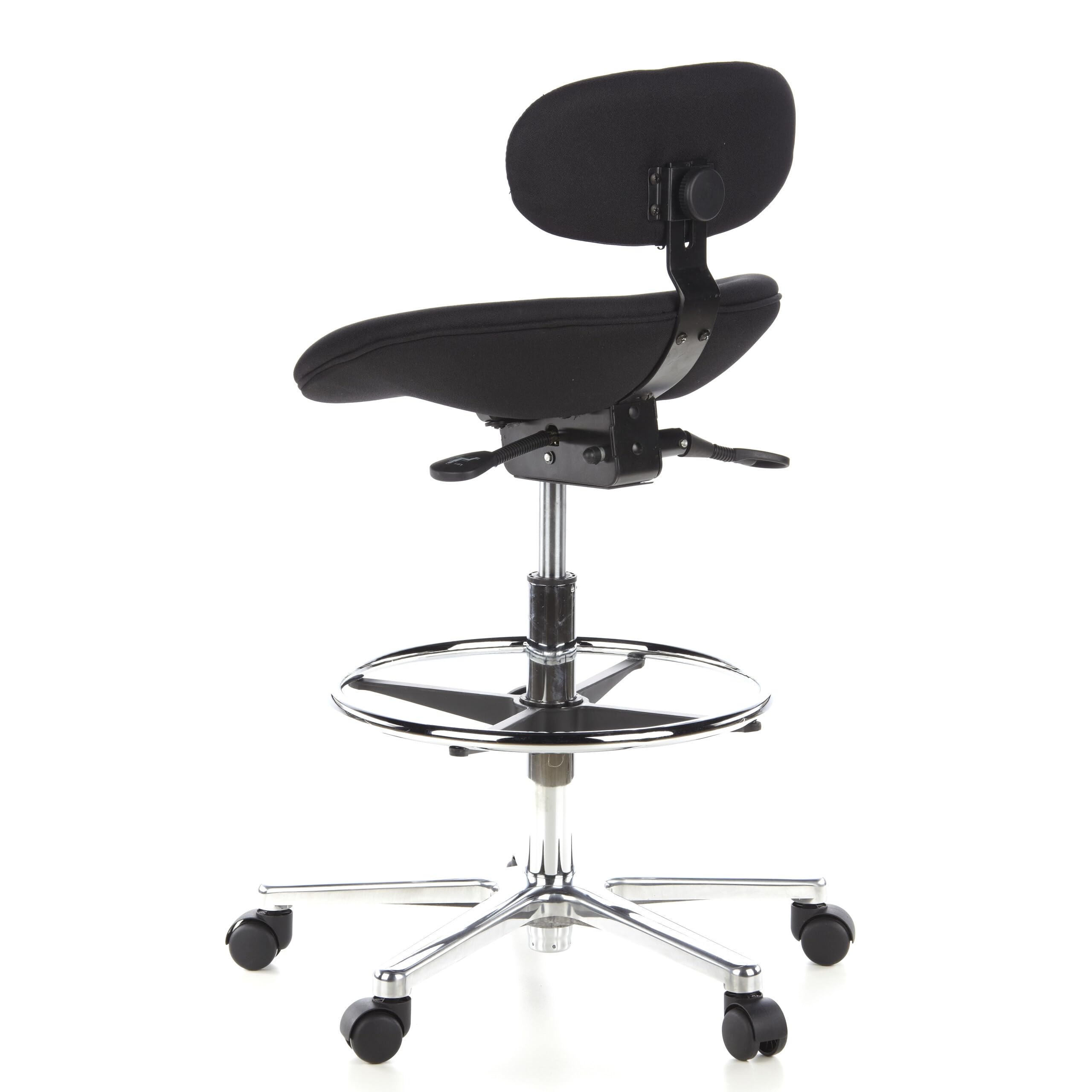 hjh OFFICE Silla de Trabajo Taburete de Trabajo Silla giratoria Work MF Tela Respaldo de Altura Regulable Negro