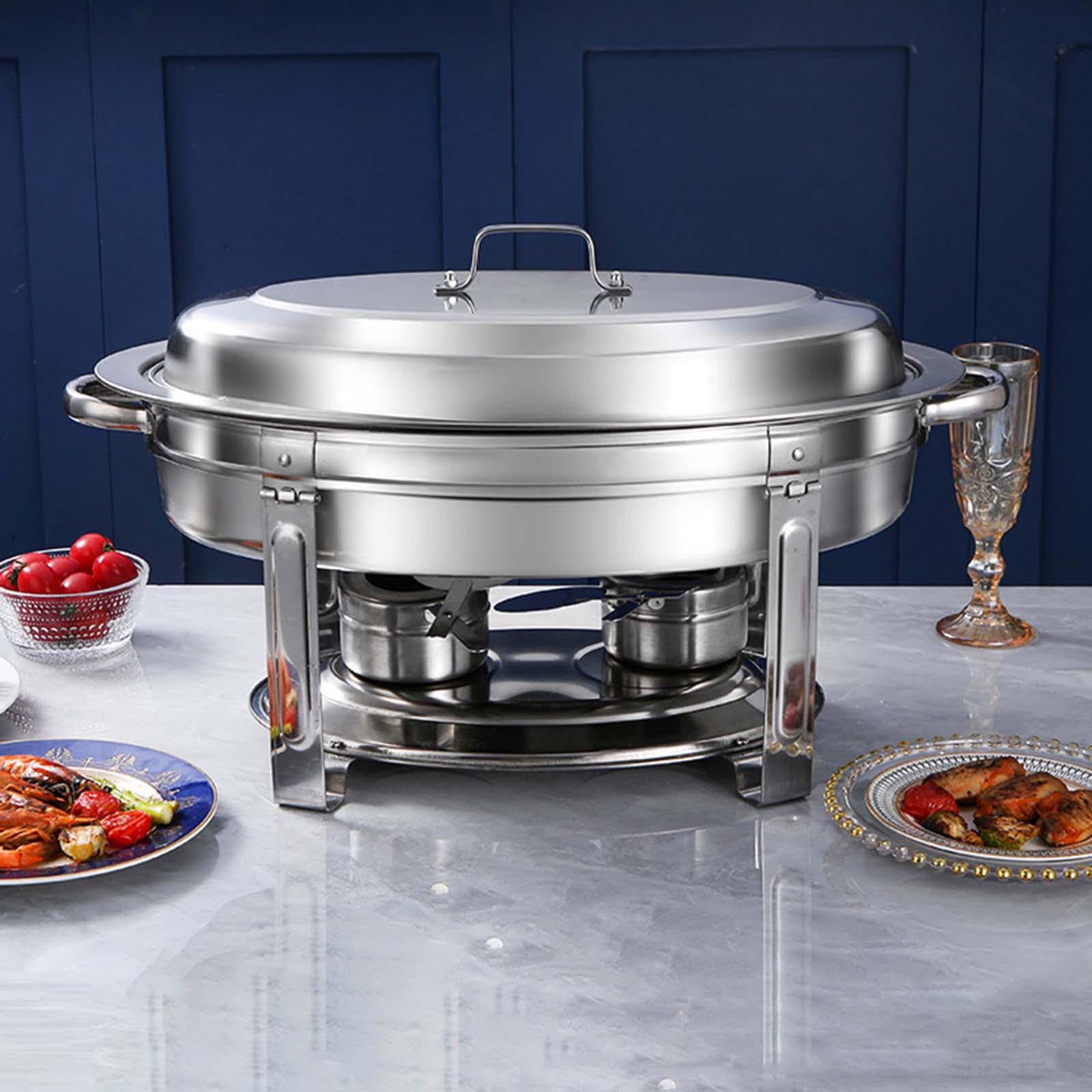 Qianly Buffet Chafing Dishes Equipados con Calentador de Alimentos Tapa Hermética Y Bandeja para Servir Frutas Hechos en Acero Inoxidable Resistente Adecuado
