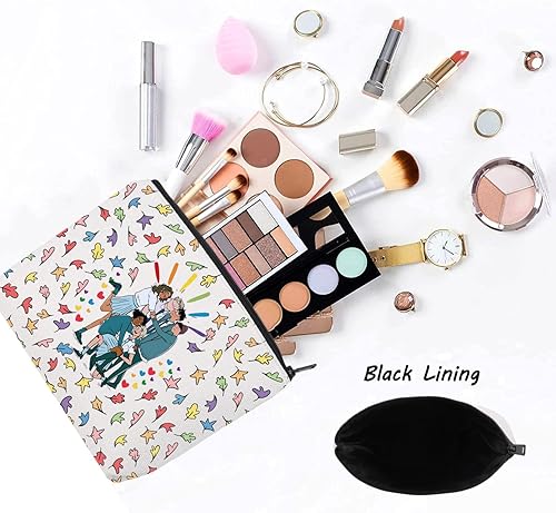 Miniatura 3 de LEVLO Bolsa de maquillaje cosmética con hojas con tapón de corazón, regalos de alta calidad, bolsa de maquillaje con cremallera para fanáticos de
