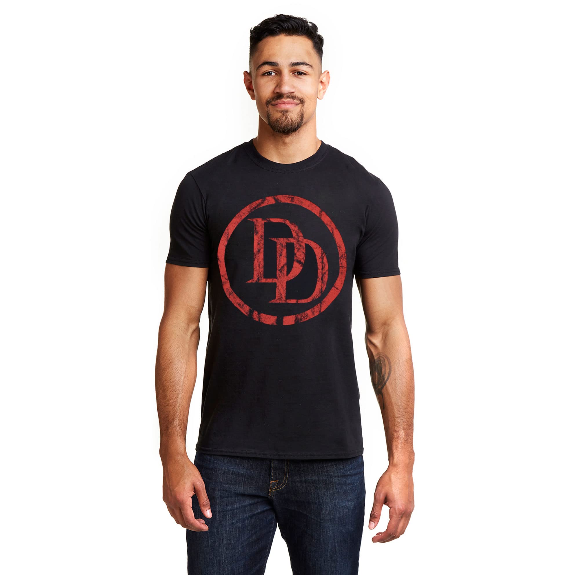 Marvel Men's Daredevil Logo Regular Fit Crew Neck Short Sleeve T - Shirt, Black (Black Blk), X-Large (Manufacturer Size:X-Large)