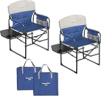 Vista 34 de SUNNYFEEL Silla de directores de camping, resistente, silla plegable portátil de gran tamaño con mesa auxiliar, bolsillo para playa, pesca, viaje