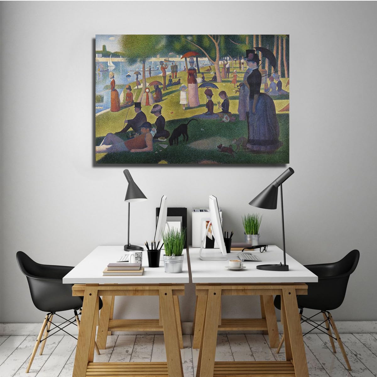 CHERHERART Obraz ścienny na płótnie Niedzielne popołudnie na wyspie La Grande Obraz Jatte wydruki do domu Jadalnia Sypialnia Studio 40 x 60 cm