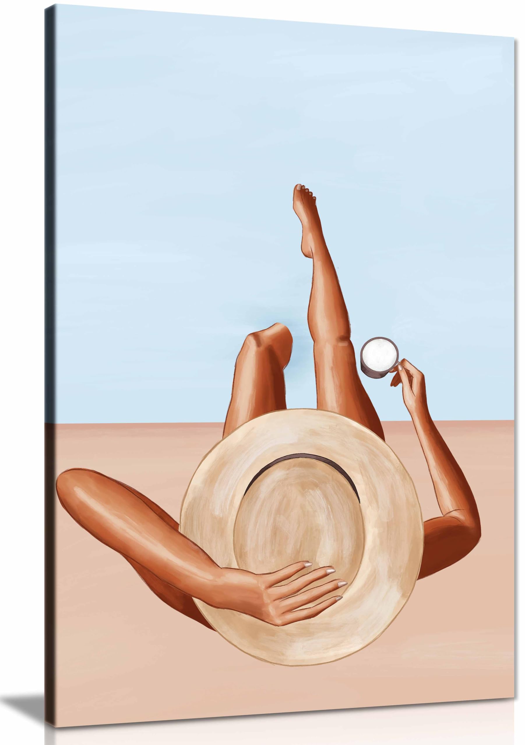 Poolside Girl Framed Canvas Print, Pictures for Home Walls, Bedroom, Living Room & Bathroom Decor 61x41cm (24x16in)