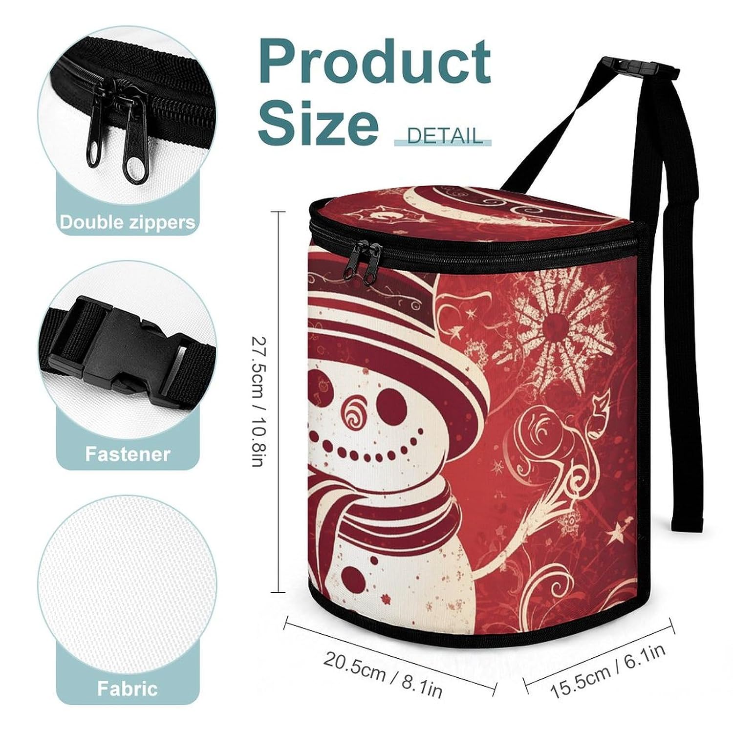 Car Trash Can Smiling Snowman Printed Car Organizer Car Accessory Interior Car Garbage Can with Lid