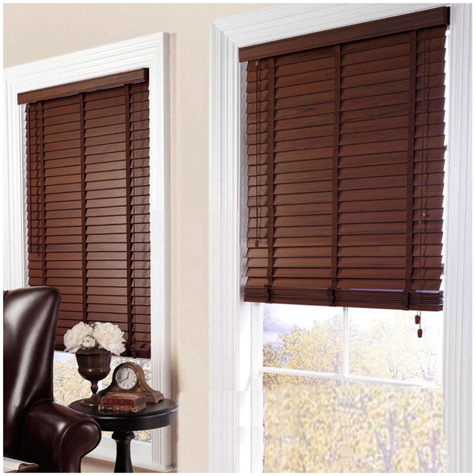 Persianas Horizontales para Ventanas, Estores Venecianas De Madera Auténtica, Estores De Madera, Persianas Venecianas 45/60/75/90/105/120/135cm, Marrón,WxH-70x180cm/27.5 * 71in