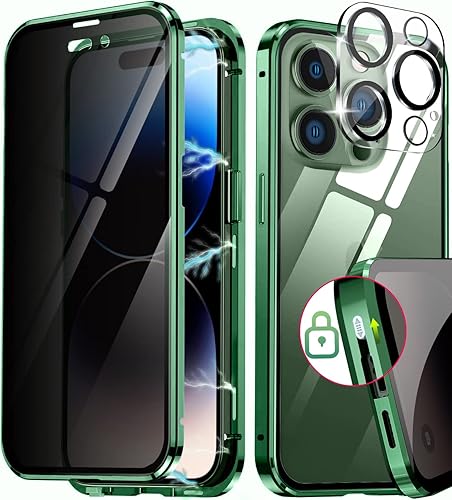 Funda magnética para iPhone 13 Pro, 100 % sensibilidad de pantalla, protector de pantalla antimiradas, doble cara 9H, vidrio 9H, privacidad para