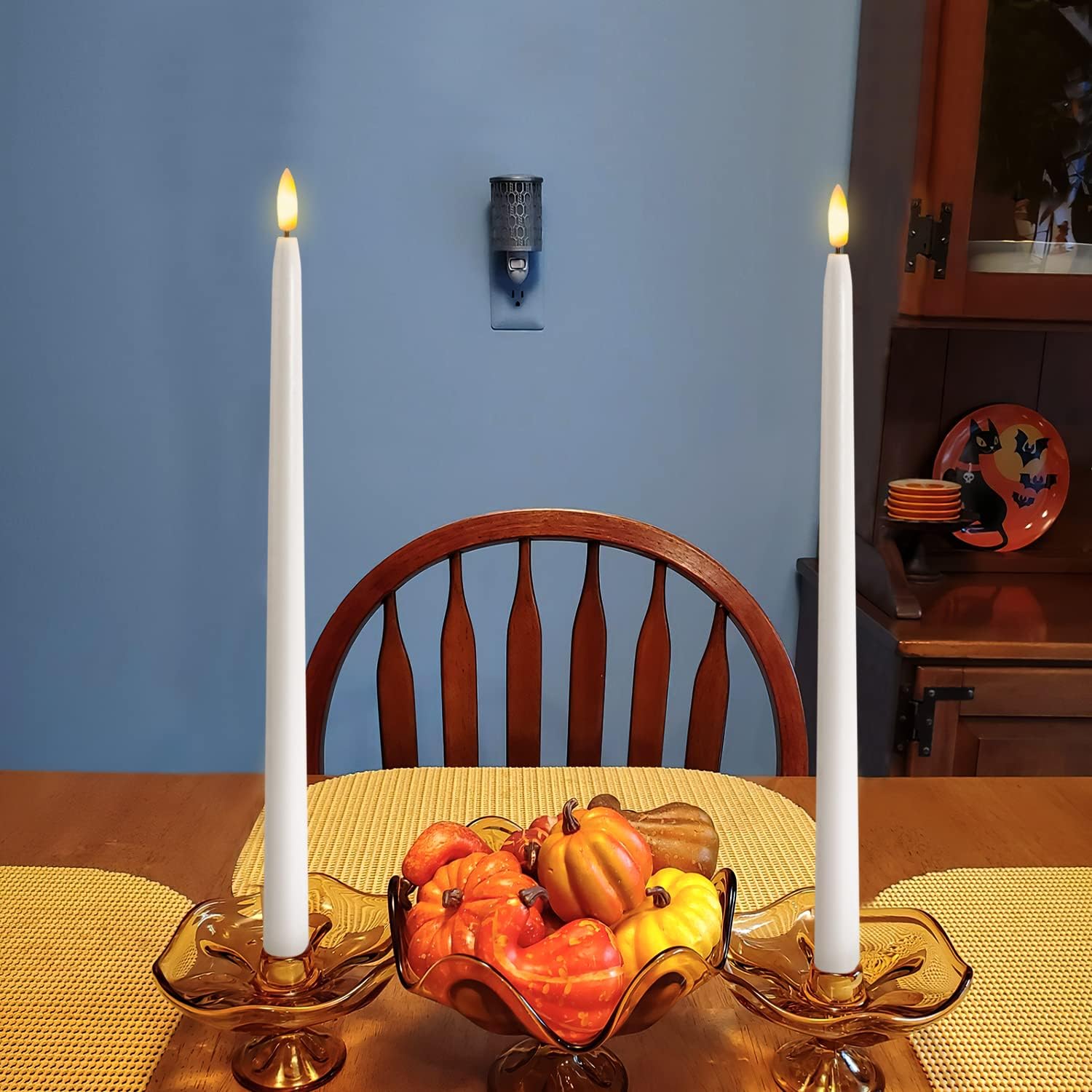 Homemory 15 inches Real Wax Flameless Taper Candles with Remote Timer, 6 Pcs White LED Taper Candles Battery Operated with 3D Flickering Flame, Window Candle Led Candlesticks for Dinners Home Decor - Image 3