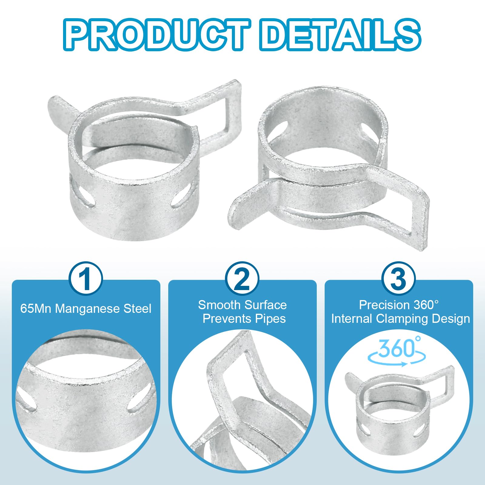 PATIKIL Spring Band Hose Clamps for 13.5-14.2mm OD Hose - Image 3