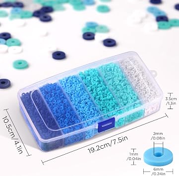 Funtopia 6000 Pcs Blue Clay Beads for Bracelets Making, Heishi Beads