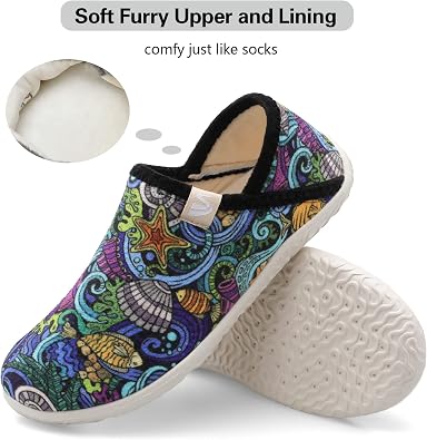 Spesoul Fuzzy House Slippers for Women Men Indoor Closed Back Lightweight Cozy Faux Furry Lining Barefoot House Shoes Slipper Socks for Bedroom Home Office Yoga Outdoor Walking Shoes