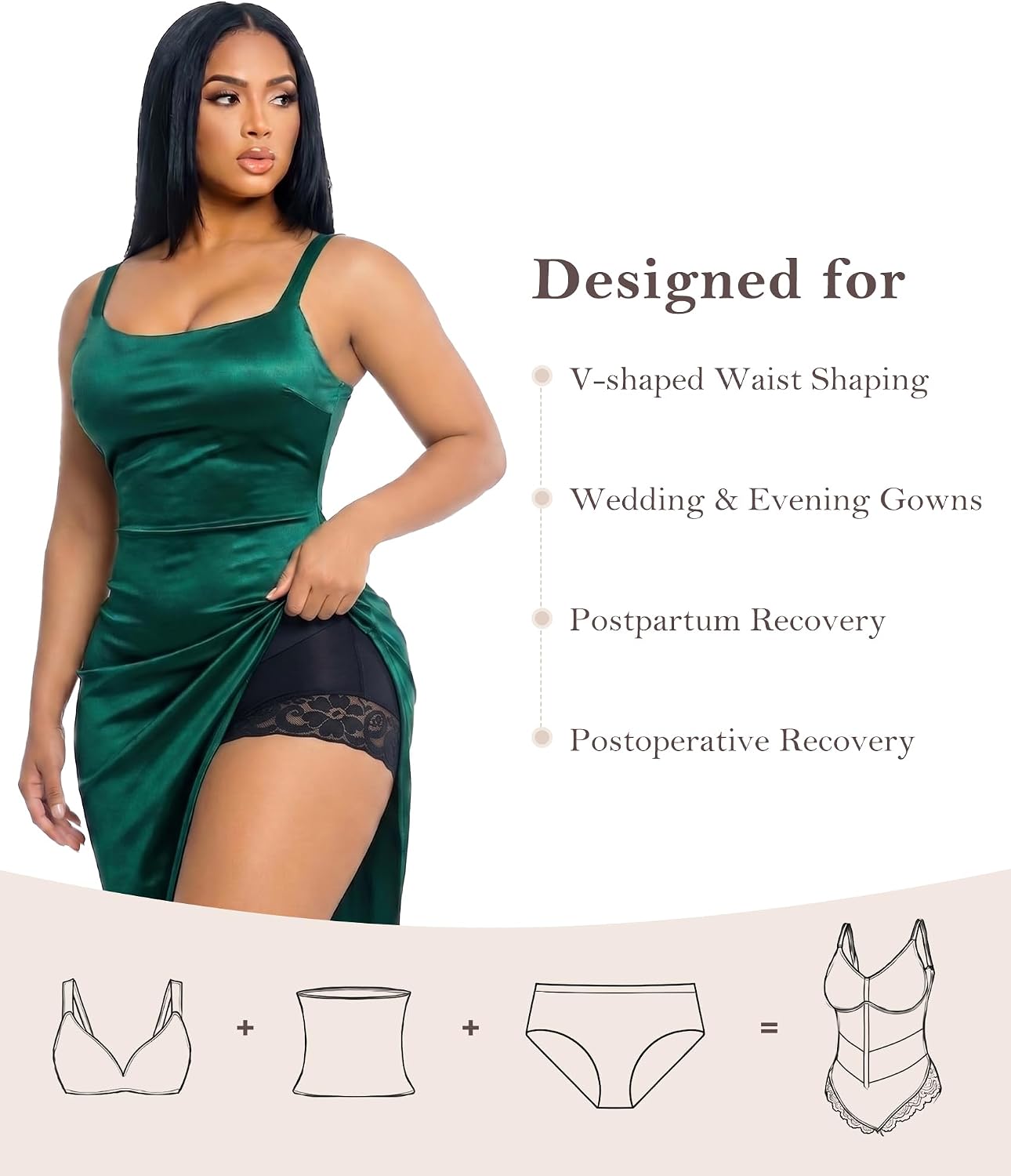 YIANNA V-Shaped Fajas Colombianas Moldeadoras Postpartum Shapewear Tummy Control for Women Waist Shaping Girdles Body Shaper