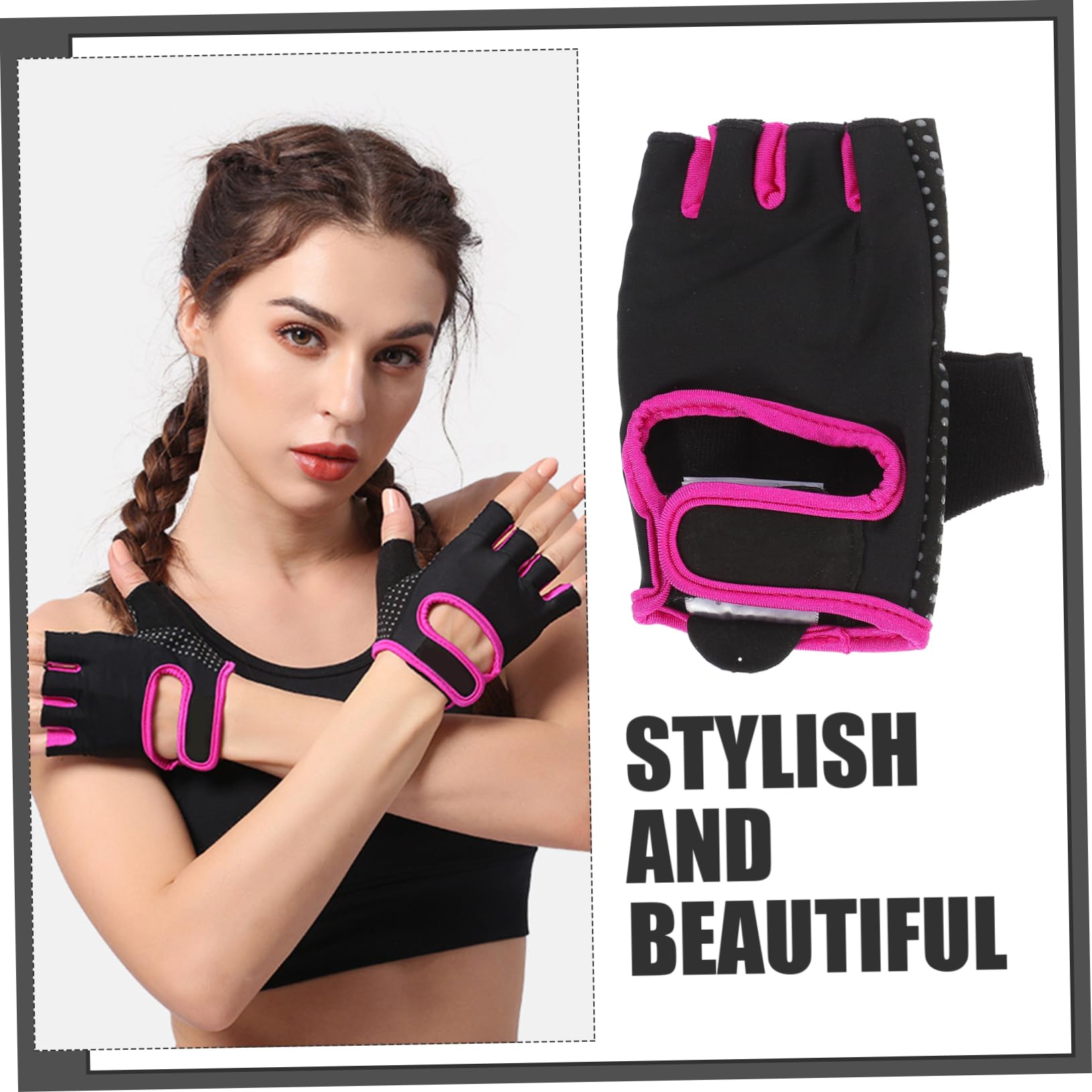 POPETPOP 3 Guantes de Silicona Antideslizantes de Medio Dedo para Fitness Ciclismo Senderismo Deportes al Aire Color Negro/Talla Diseño Cómodo.