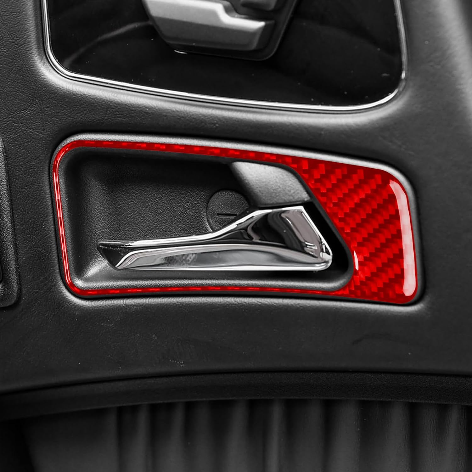 Real Carbon Fiber Compatible with Mercedes-Benz W463 G550 G63 AMG 2014-2018 2015 2016 2017 Accessories Inner Door Handle Frame Cover Interior Trim Sticker Decal 4PCs Red