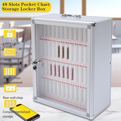 Miniatura 3 de TFCFL Gabinete de almacenamiento de bolsillo de aleación de aluminio, caja de almacenamiento de 48 ranuras, armario de almacenamiento de teléfonos