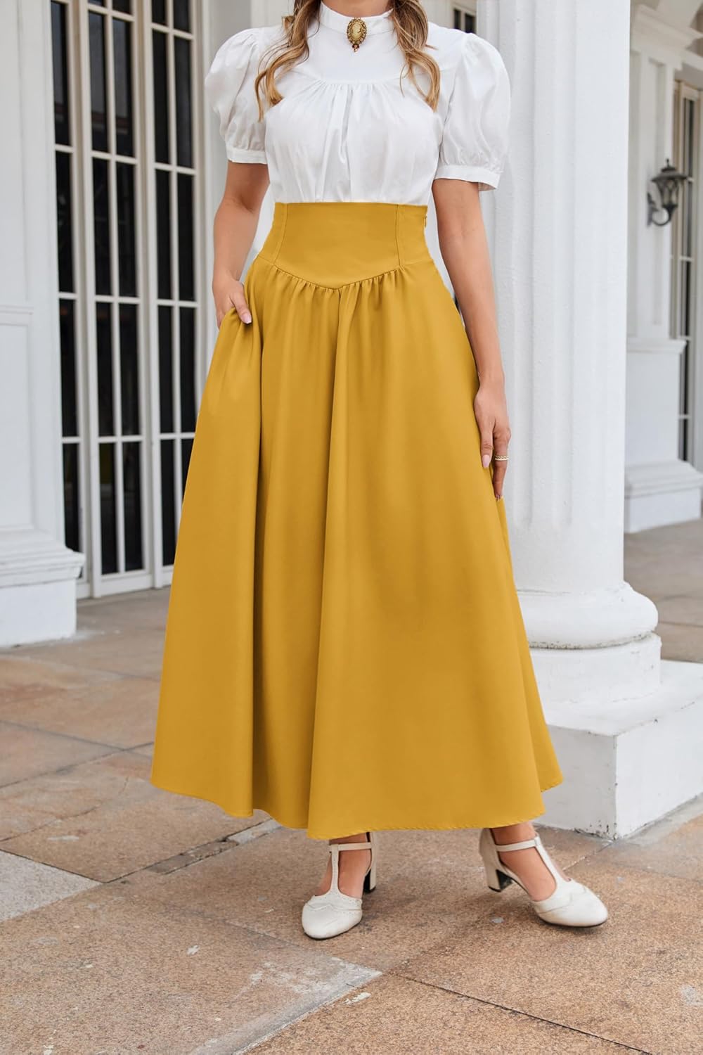 Scarlet Darkness Women Renaissance Maxi Skirt Flowy Long Skirts Victorian High Waisted Skirt - Image 5