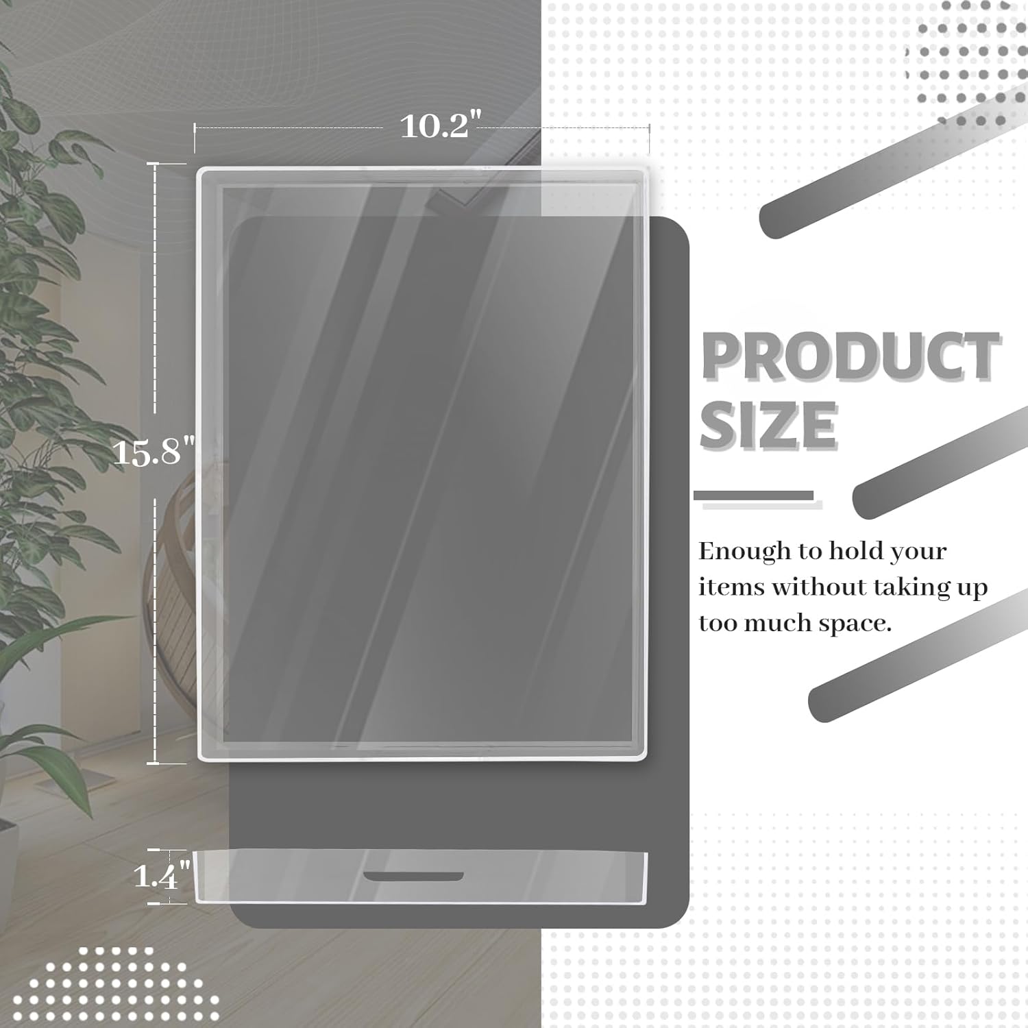 MAONAME Clear Serving Tray with Handles, Plastic Clear Tray, Rectangle Decorative Trays for Coffee Table, Ottoman, Bathroom, Vanity, 15.7" Lx 10.2" W X 1.57" H - Image 2