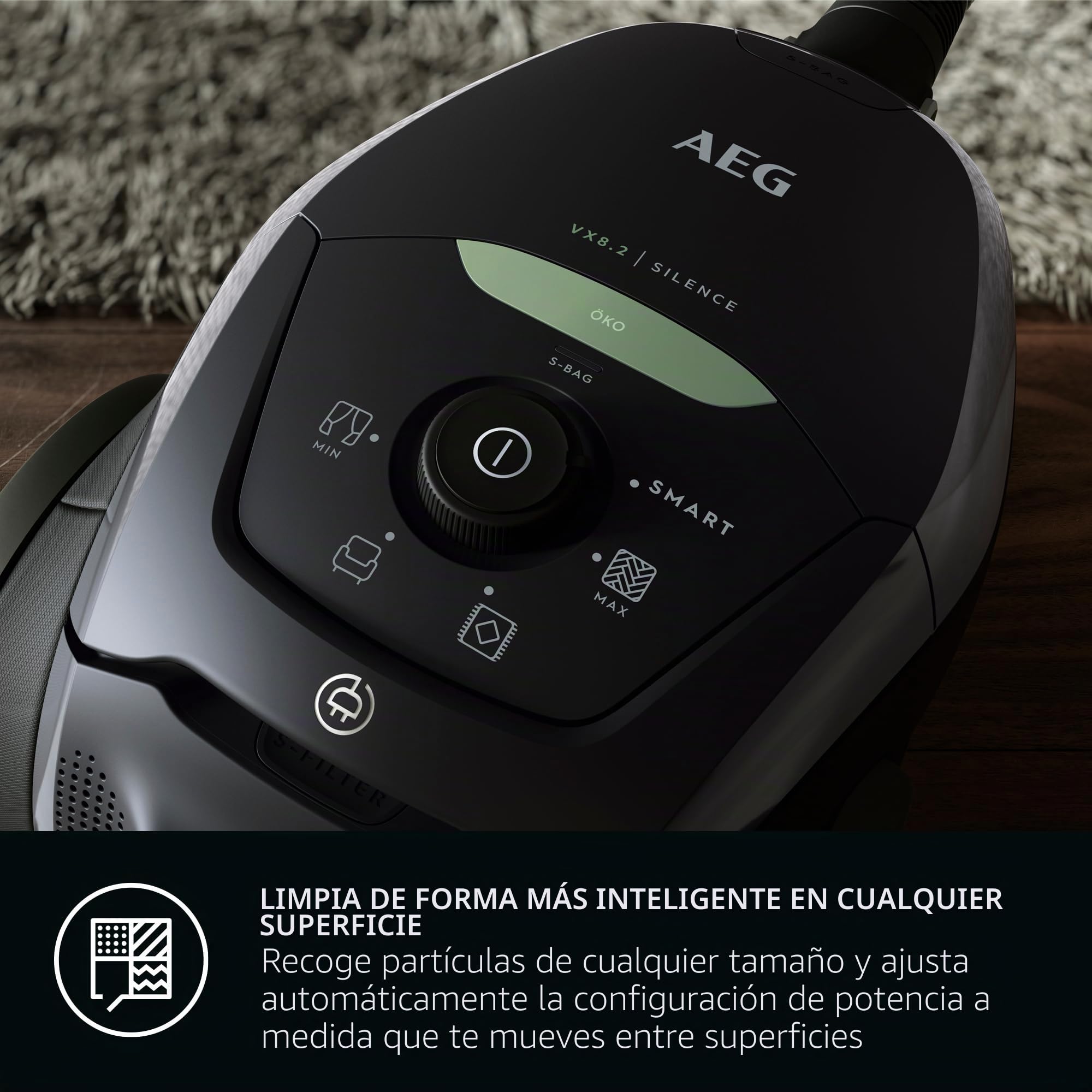 AEG VX82-1-ÖKO Aspirador con Bolsa, 75% Material Reciclado, Negro