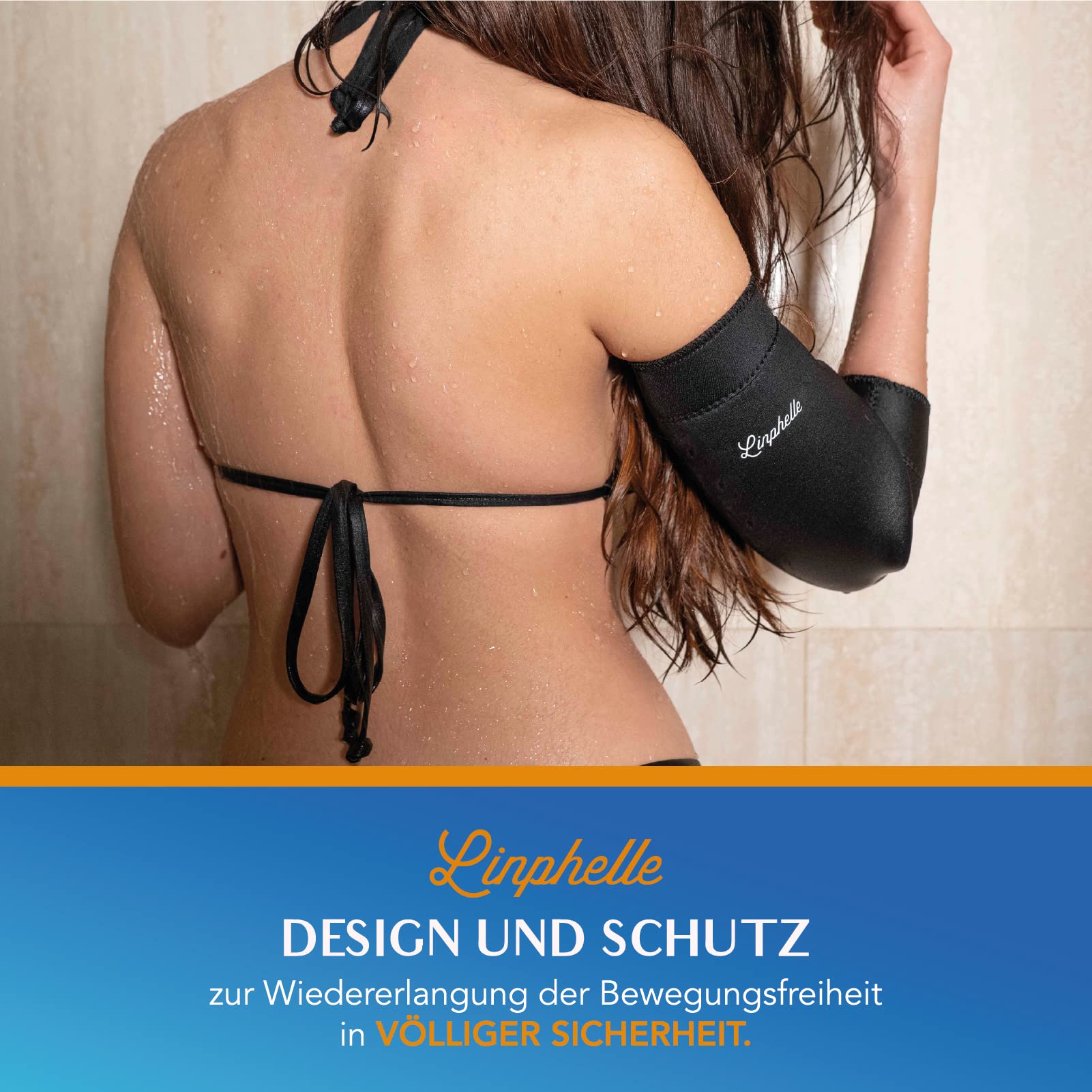 PICC line Coverpicc Waterproof Long, wasserdichte Armkatheter-Abdeckung aus Neopren, Wasserschutz in der Dusche, ideal für PICCs und Glukosemessgeräte, Schwarz, Größe L