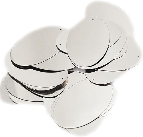 Paillettes de lentejuelas ovaladas de color plateado brillante de 2 pulgadas Couture. Fabricado en Estados Unidos. Lentejuelas sueltas para bordar,