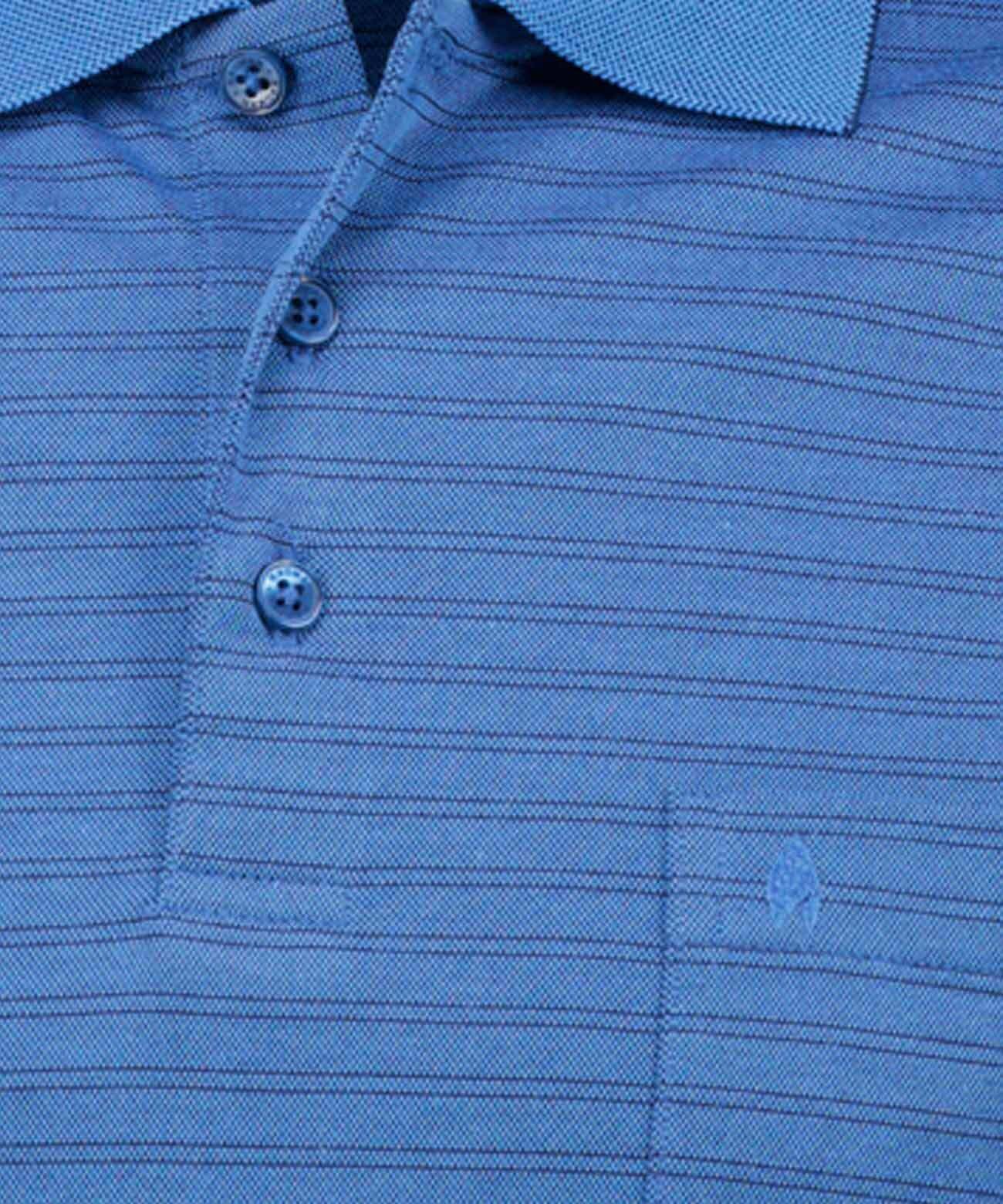 RAGMAN Herren Softknit-Polo Fineliner Blau-Melange-765, L
