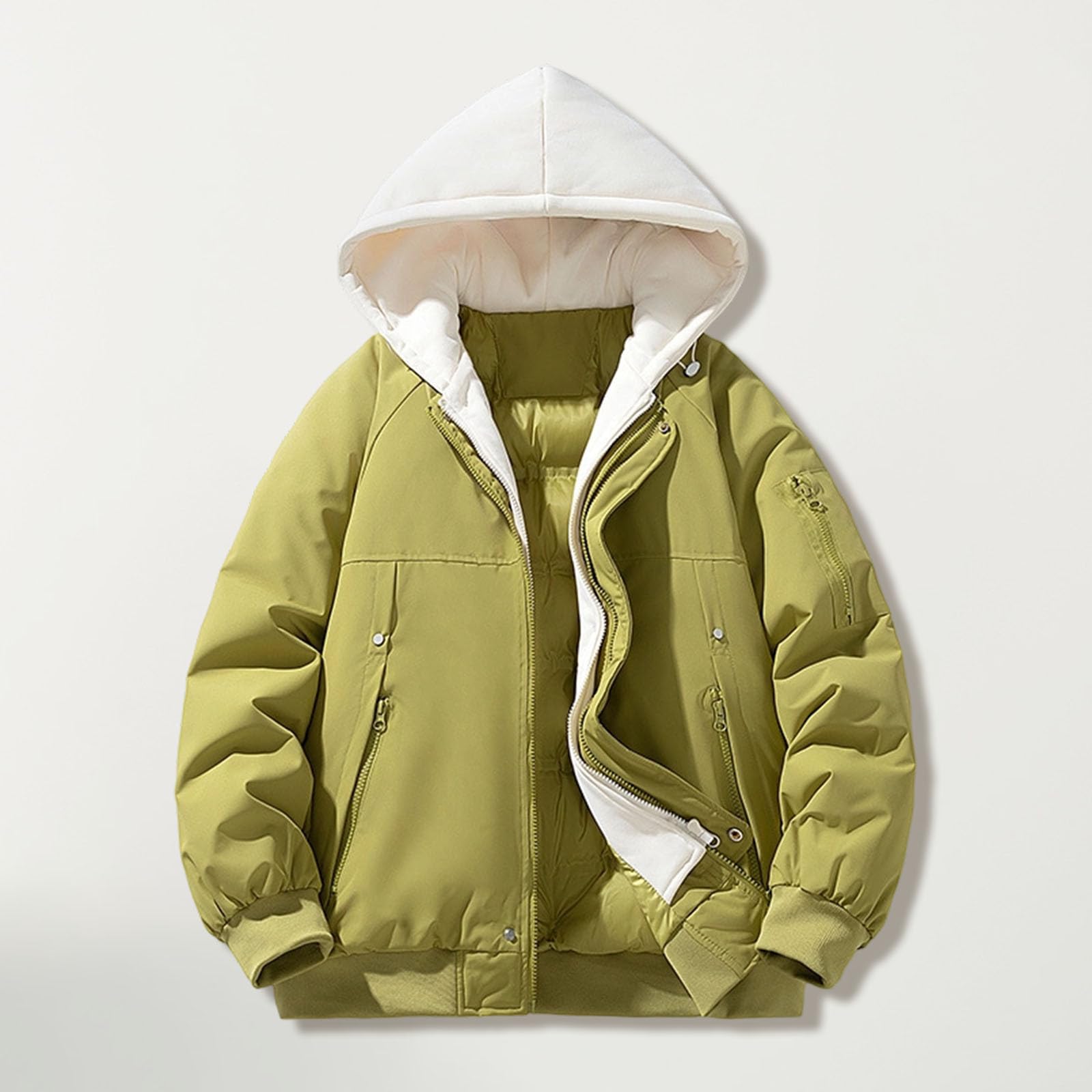 Chaqueta De Trabajo Hombre Elegante Y Elegante- Chaqueta Con Capucha Para Hombre Cómodo Otoño-Invierno Oversize Para Estilo Casual Con Capucha Gruesa Y Manga Larga 2026