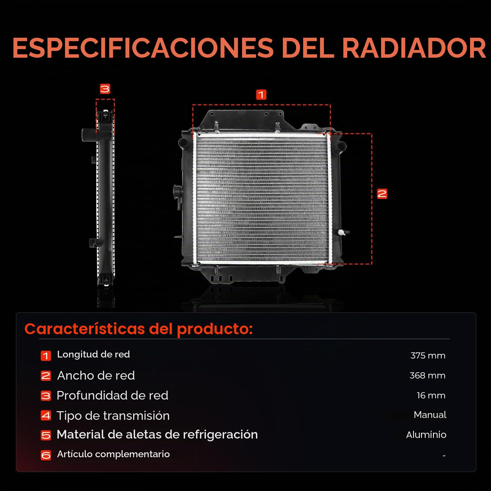 Frankberg Radiador enfriador de agua enfriador de motor transmisión | Compatible con: SJ 413 OS, SJ 410, SUV Samurai cerrado SJ, SJ 410 Cabrio OS