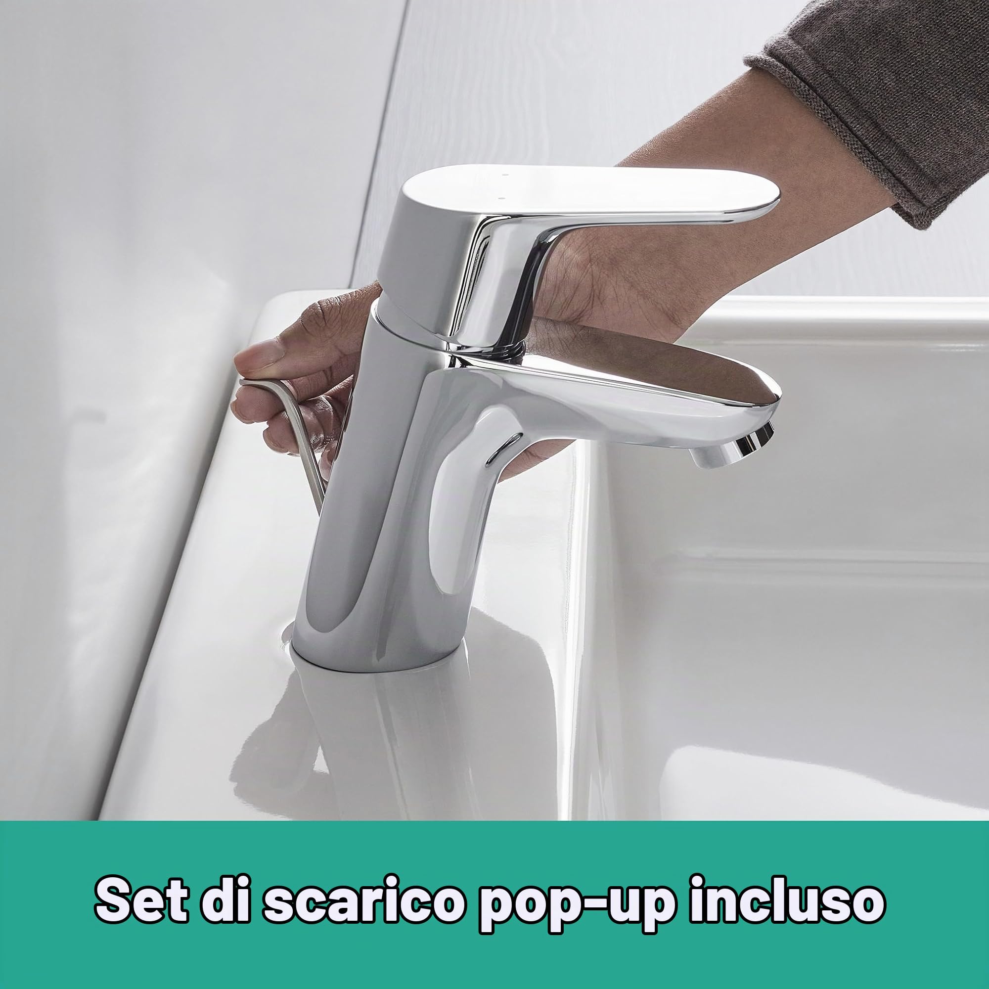 hansgrohe Focus Miscelatore monocomando lavabo 70 con tirante cromo, 31730000