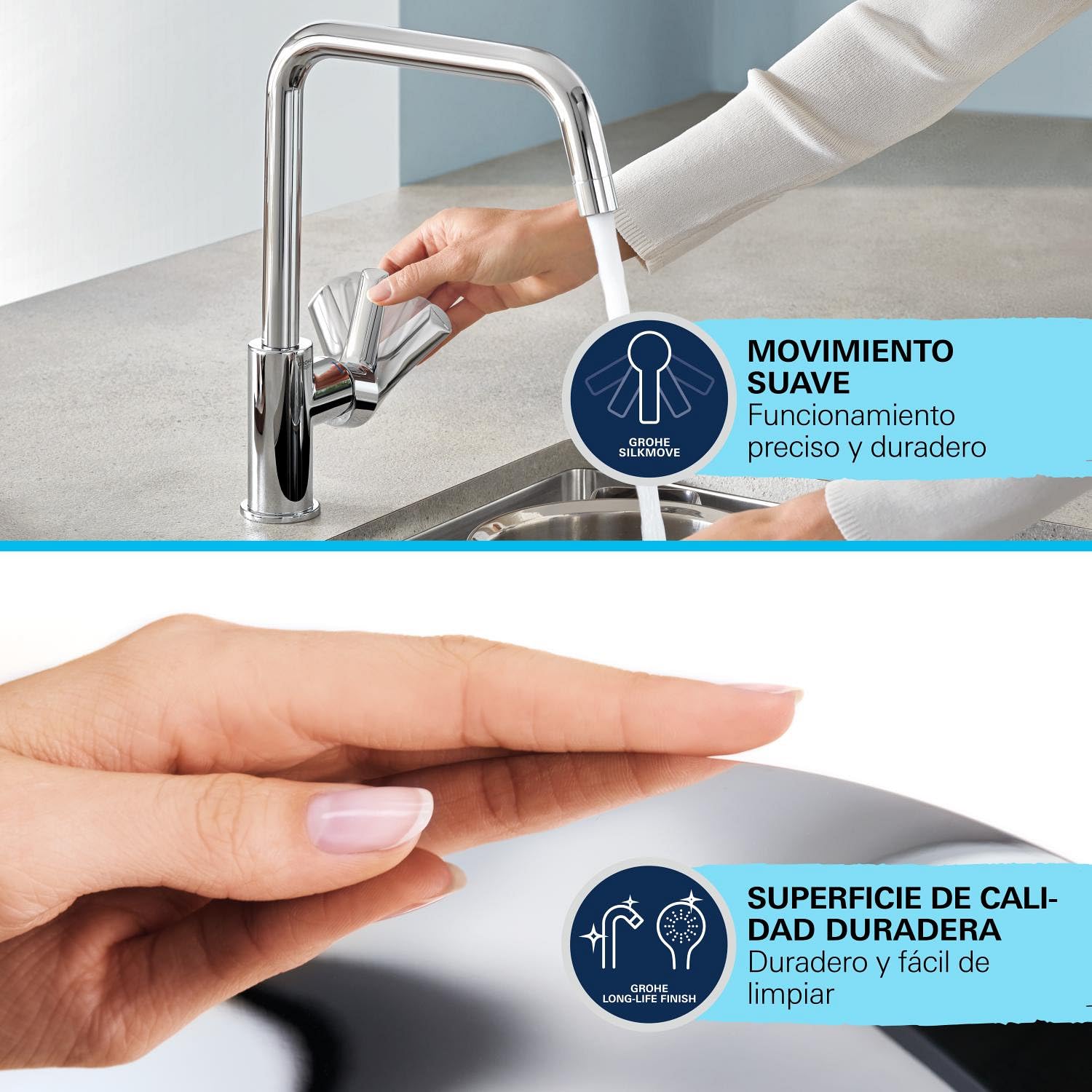 GROHE Get Swift Grifo de Cocina Caño Alto Extraíble Cromo 360°