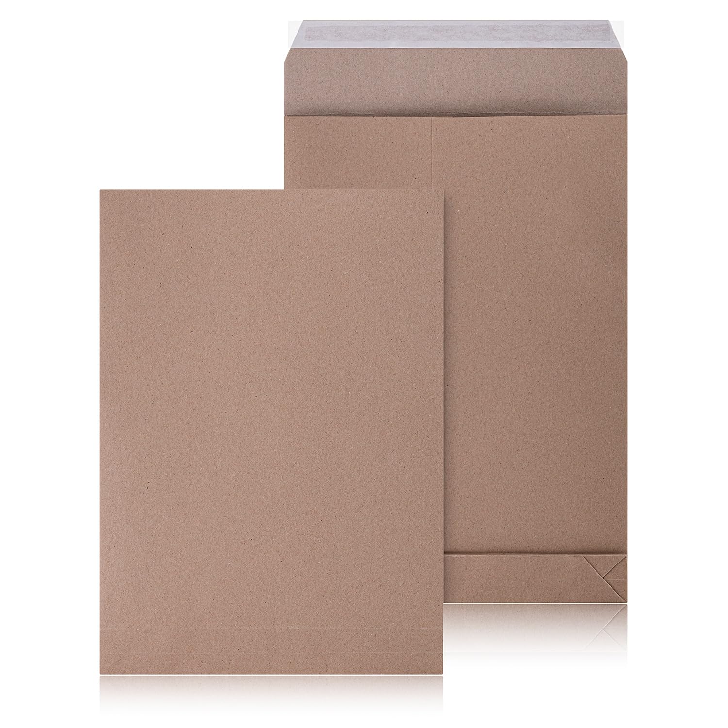 100 Faltentaschen 4cm Falte ohne Fenster Versandtaschen E4 280 x 400 x 40 mm braune Faltumschläge haftklebend mit Abziehstreifen