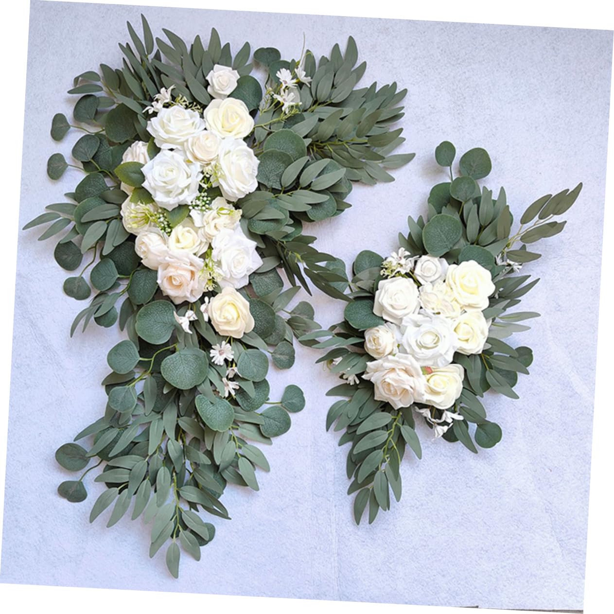 Alipis Hochzeitsblumengirlande 1 Satz aus Seidenblumen und Tüll | Weiß, für Zeremonie und Outdoor, Romantisch Elegante Optik, Pflegeleicht, 3 Stück