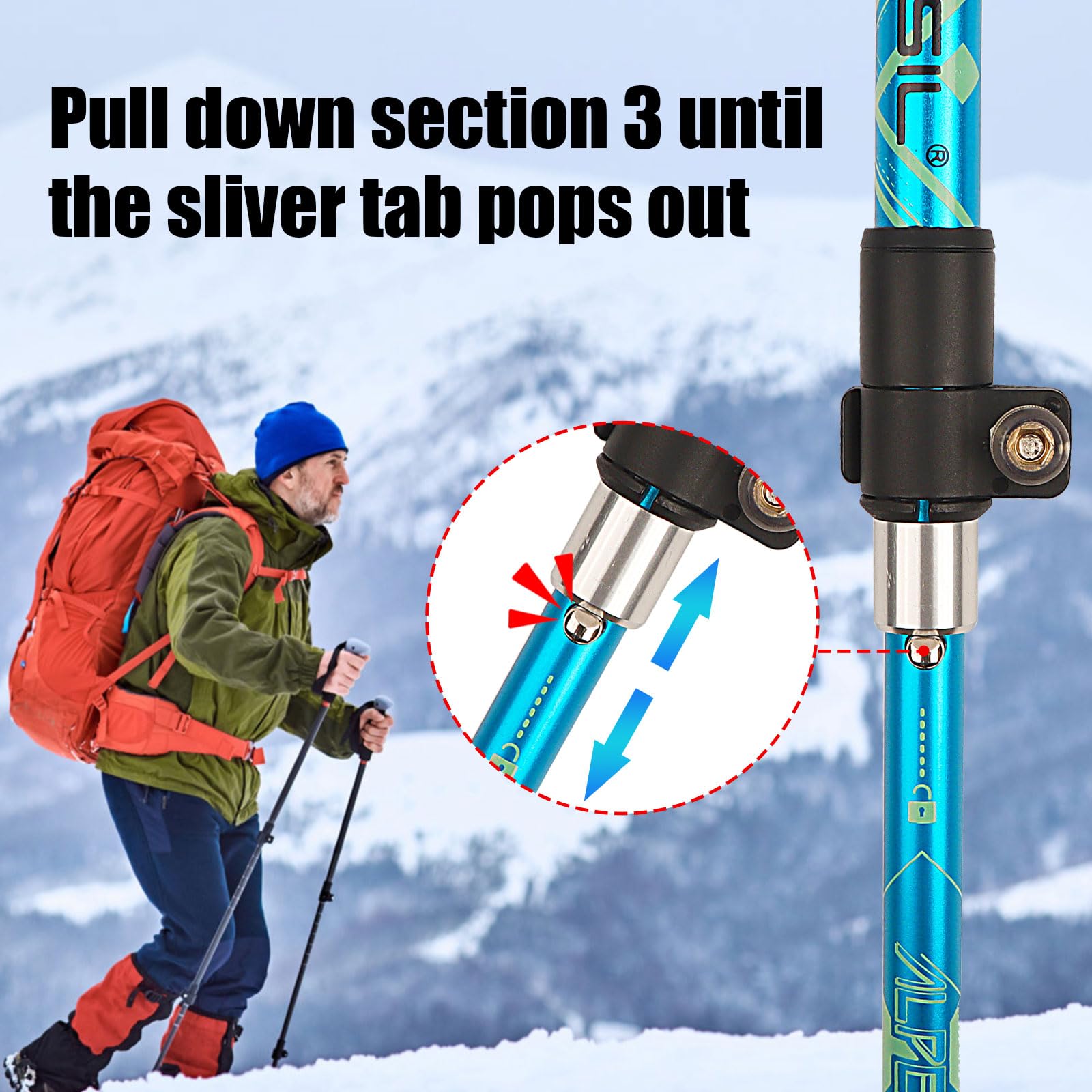 Bastoni da Trekking,Bastoni Trekking Pieghevoli,Bastoncini Trekking Telescopici 107-131cm per l'escursionismo,il campeggio,lo sci