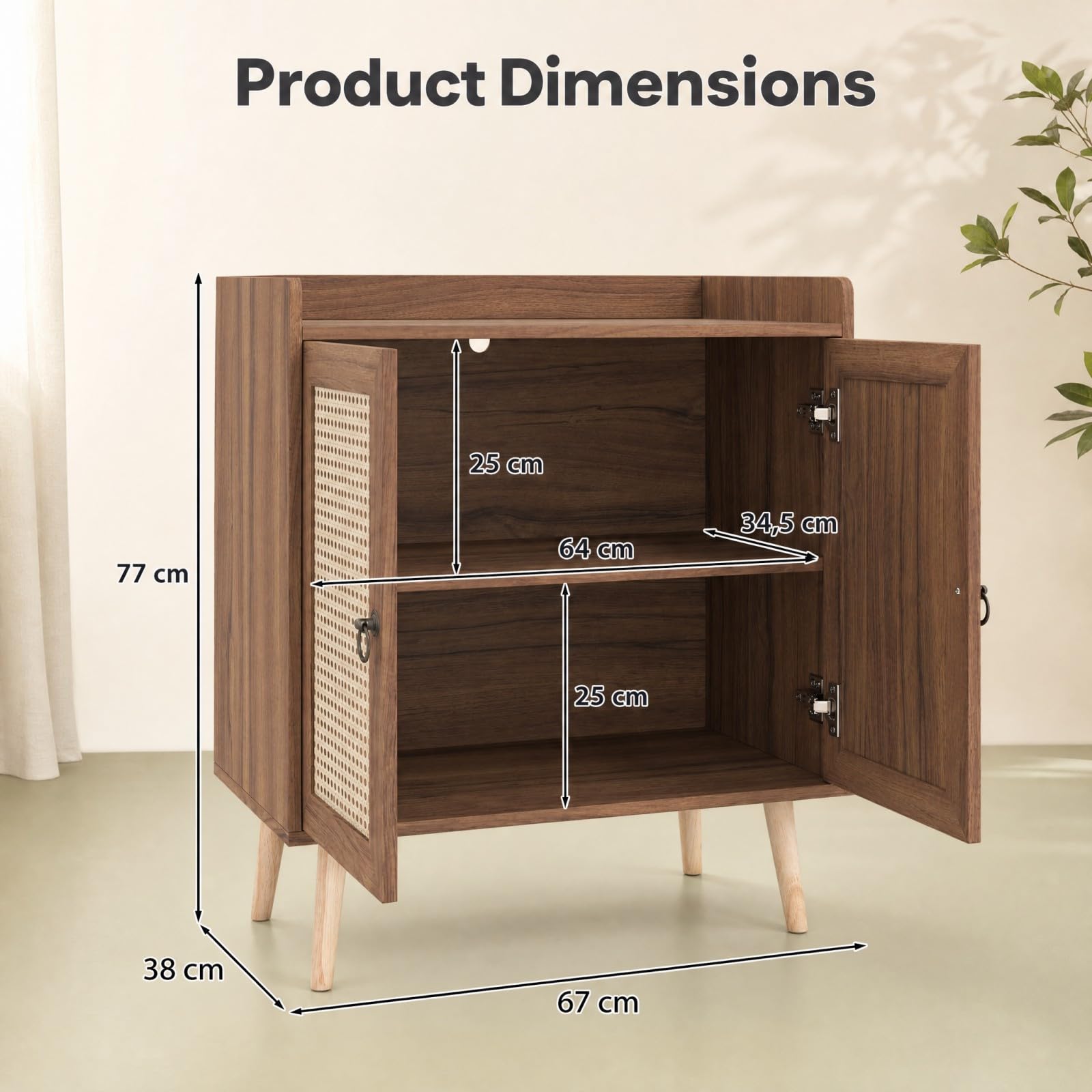 SOARS Meuble de Rangement, Table de Chevet 67 X 38 X77 CM (Marron)