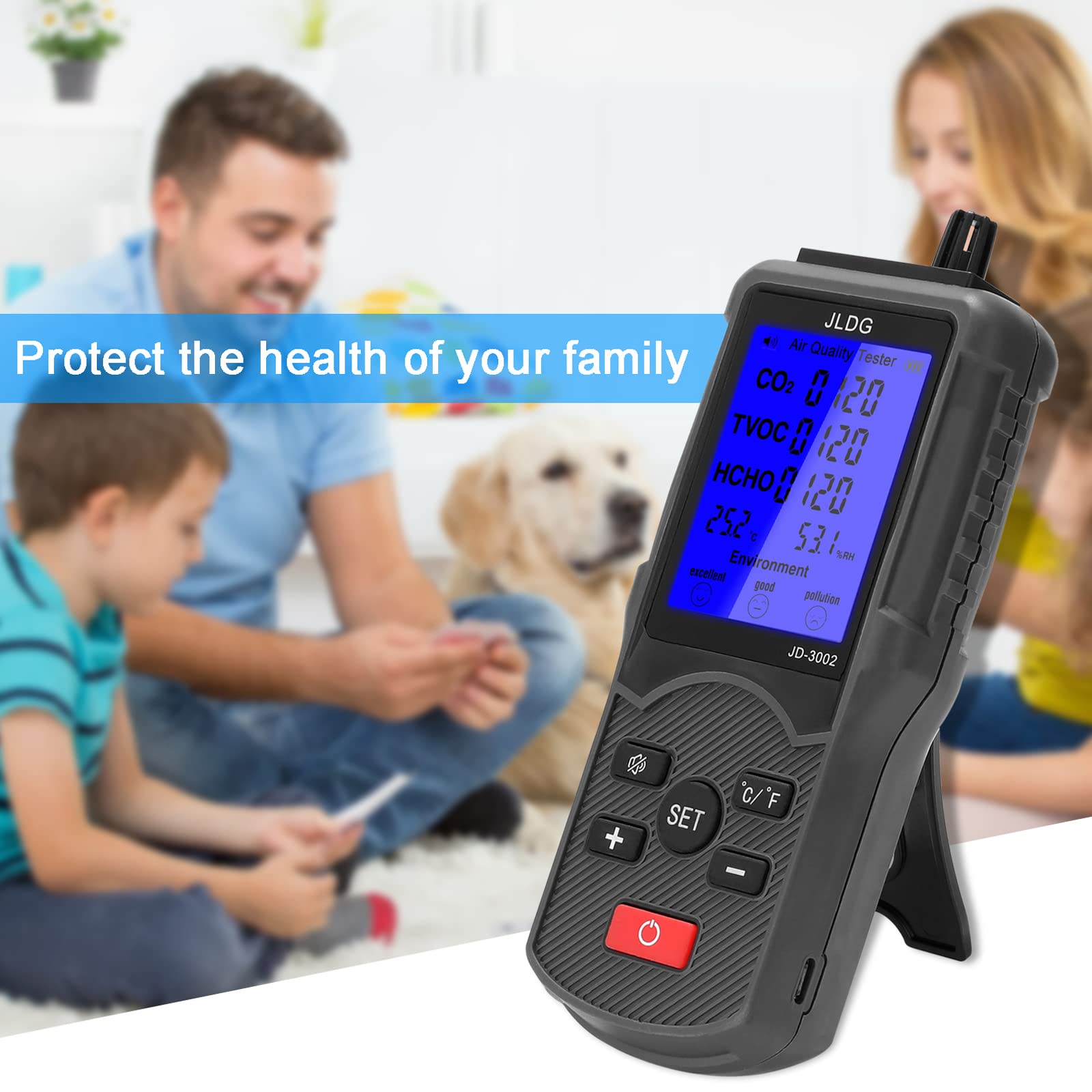 Tester multifunzionale della qualità dell'aria Misuratore di CO2 TVOC Misuratore di temperatura dell'umidità