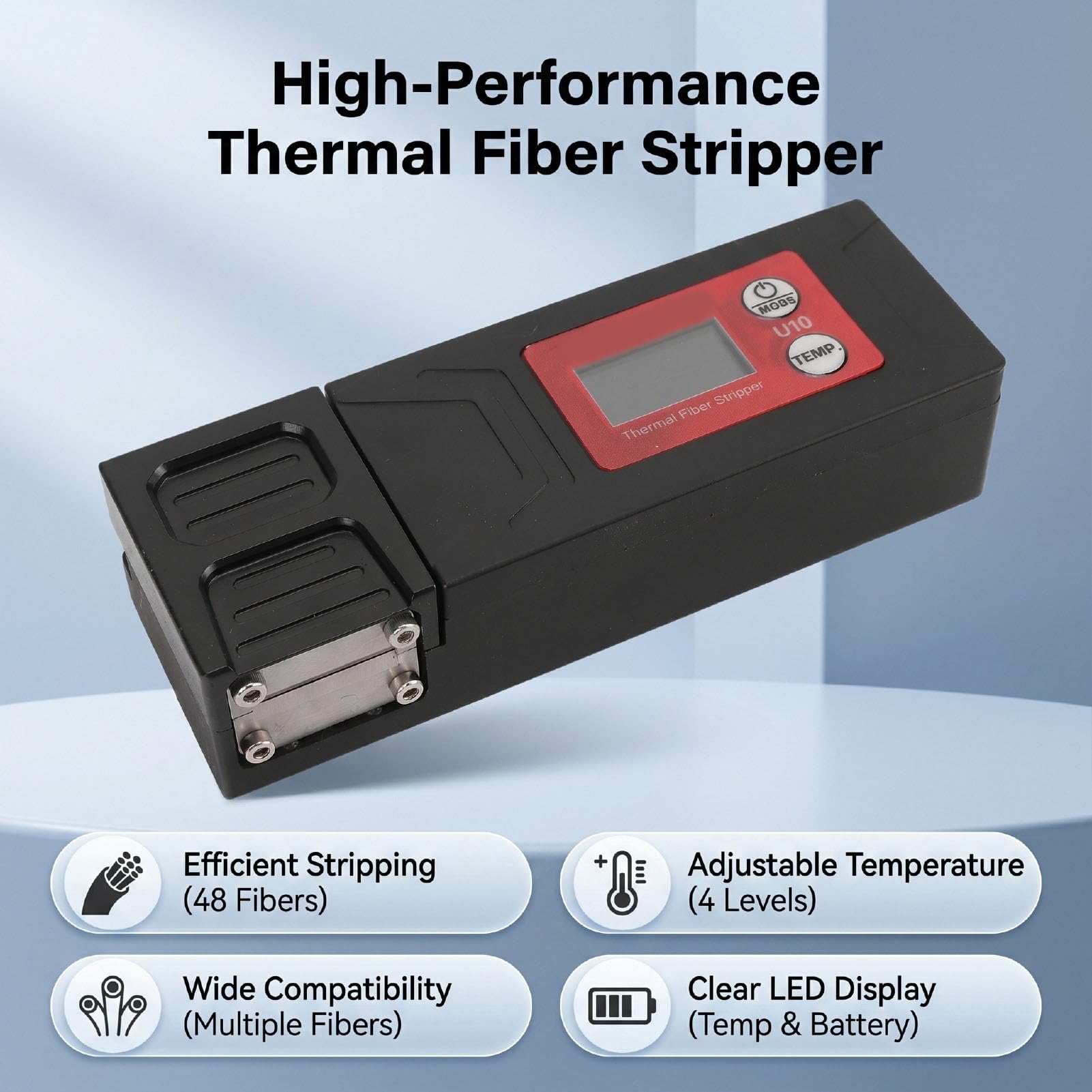 Fafeicy Pelacables de Fibra óptica Calentado, Temperatura Ajustable con Pantalla LED para Fibras de Cinta de 1 a 48 Núcleos (Enchufe de la UE)