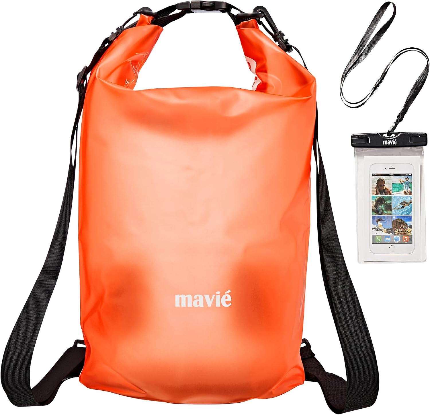 Mavie Waterproof Dry Bag, Roll Top Sack for Kayak Camping Orange, 20L