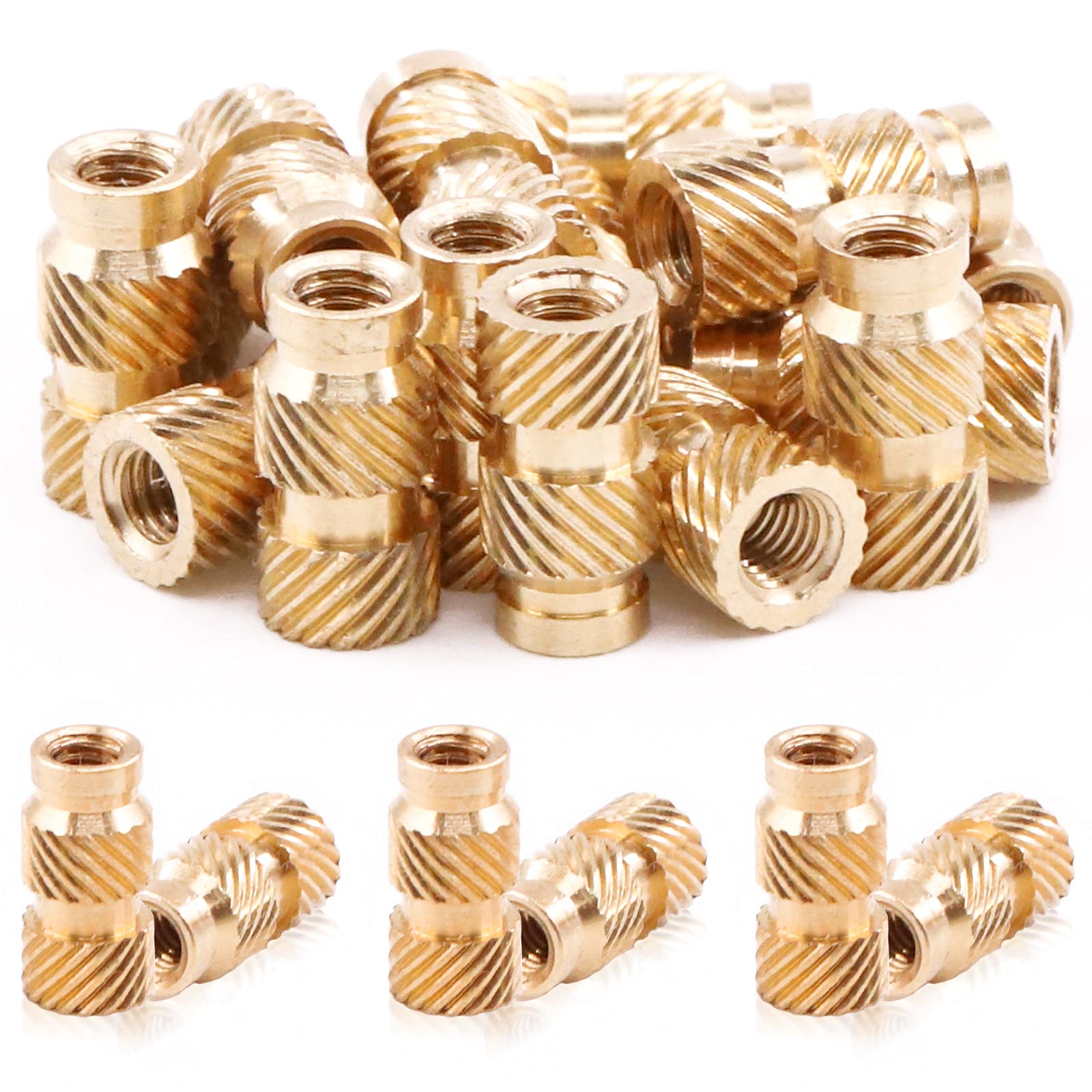 Mardatt 60Pcs M3x10x5 Brass Threaded Inserts for Plastic Brass Inserts 3D Printing Knurled Nut Brass Embedment Nut Heat Set Insert for 3D Printing Plastic