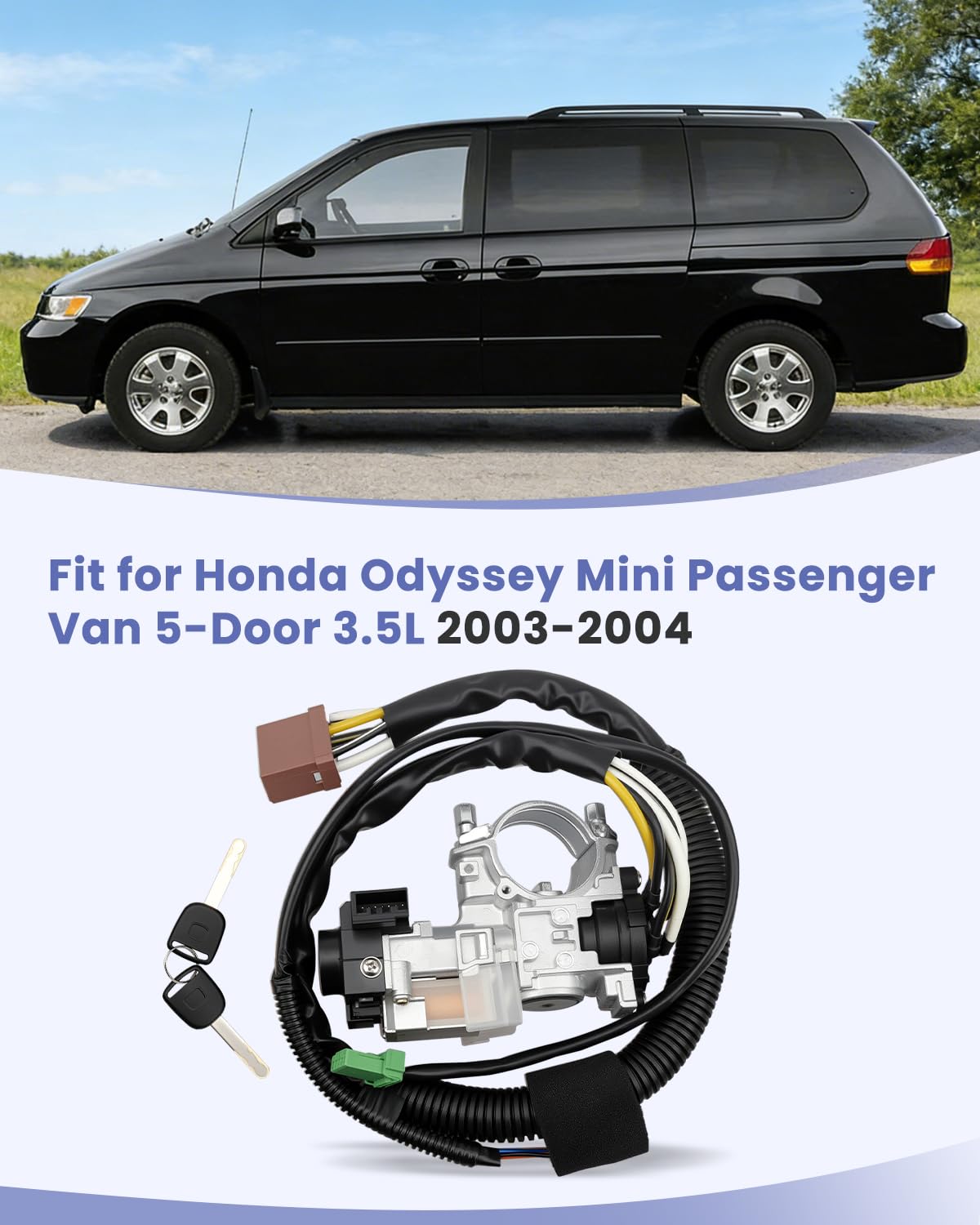 Ignition Lock Cylinder and Switch Fit for Honda Odyssey Mini Passenger Van 5-Door 3.5L 2003 2004#35100-S0X-315NI