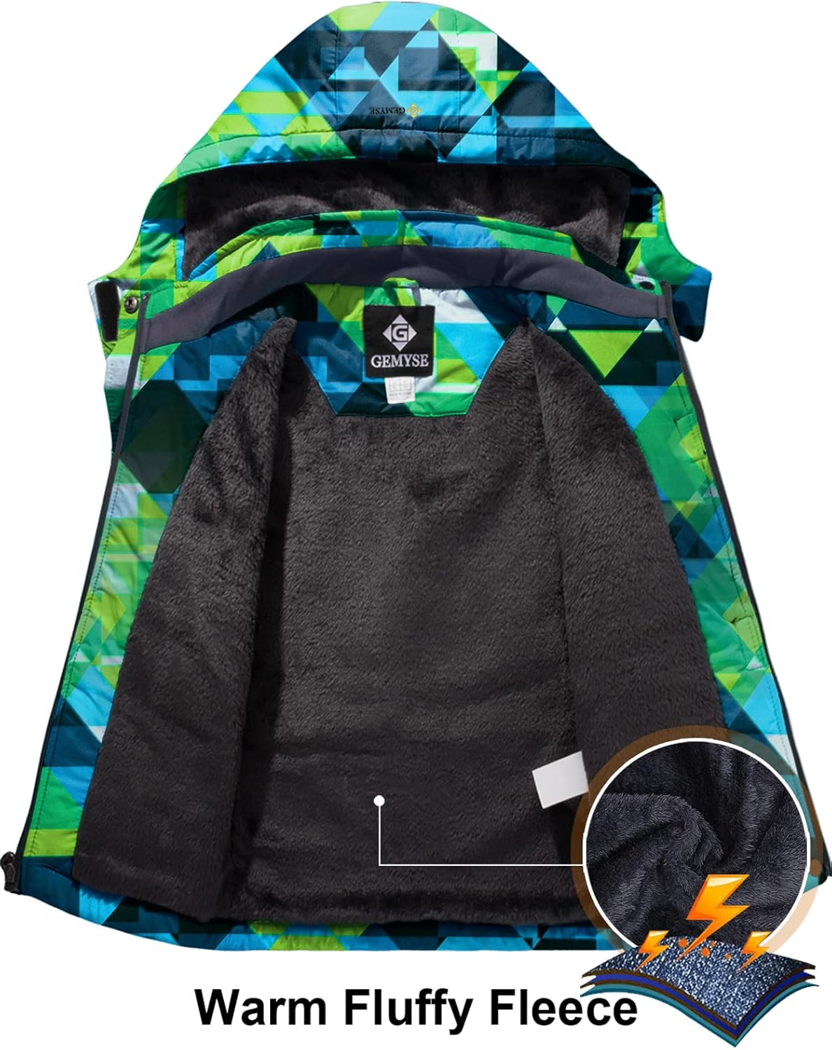 GEMYSE Boy's Waterproof Ski Snow Jacket Hooded Fleece Lined Windproof Winter Jacket - Image 6
