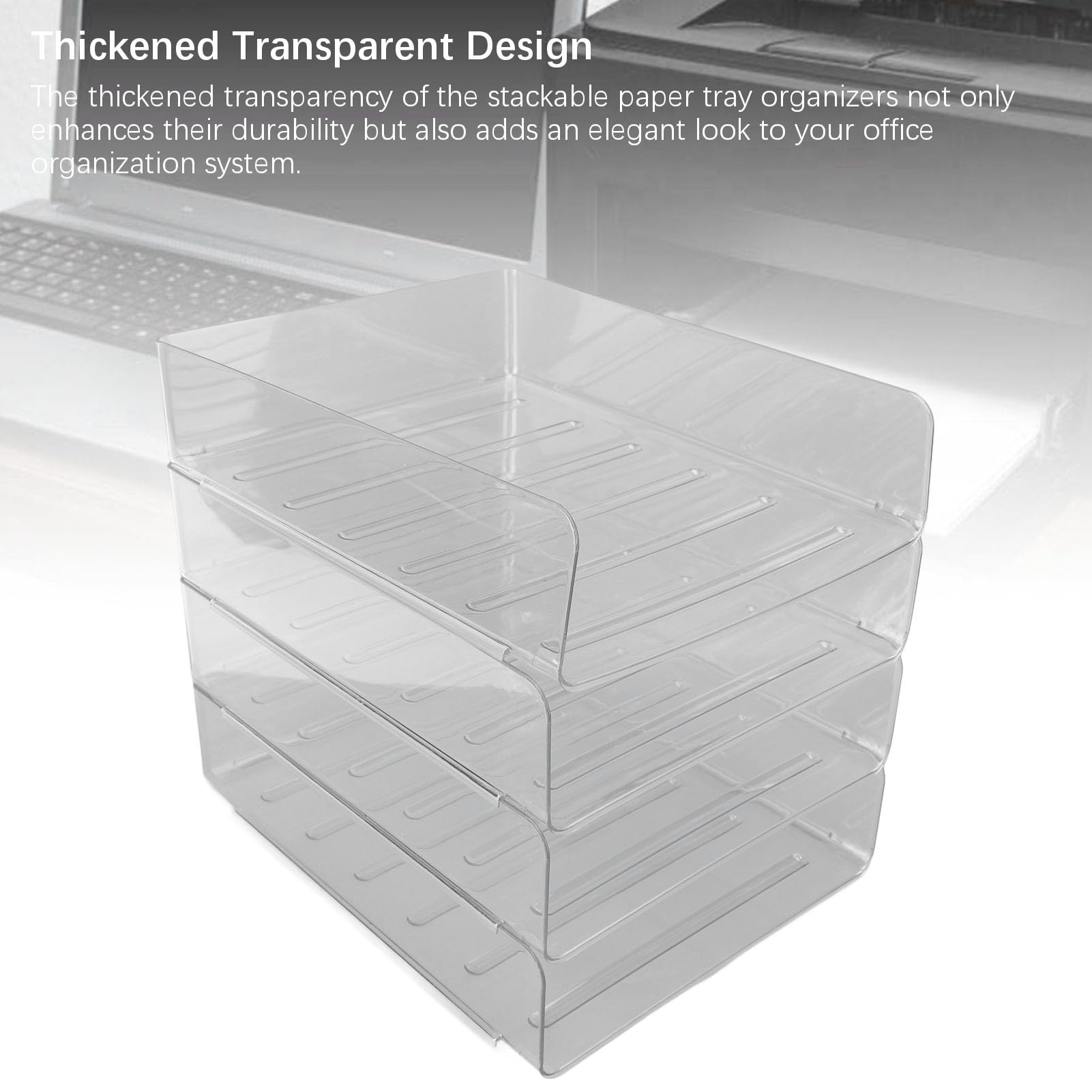 Schreibtisch-Briefablage-Set, 4 Schichten, verdickt, transparent, multifunktional, stapelbar, A4-Papierablage, Organizer für Zuhause