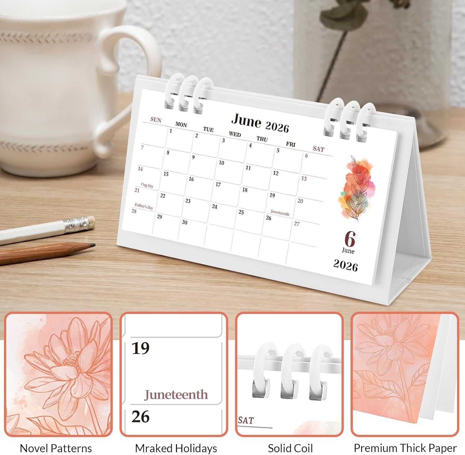 Small Desk Calendar 2026-2027, Pink Monthly Desktop Calendar - Runs From September 2026 Until December 2027, 6.3" x 3.1", Mini Standing Flip 2026 Calendar for Home, School and Office Supplies image 2